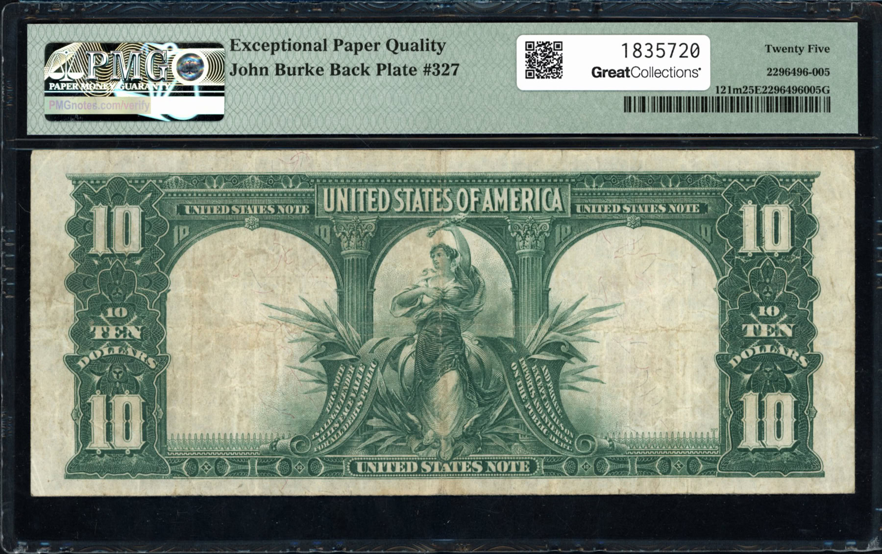 Mule Note Example Fr. 121m 1901 $10 Legal Tender Mule Note Elliott / White PMG Very Fine ...