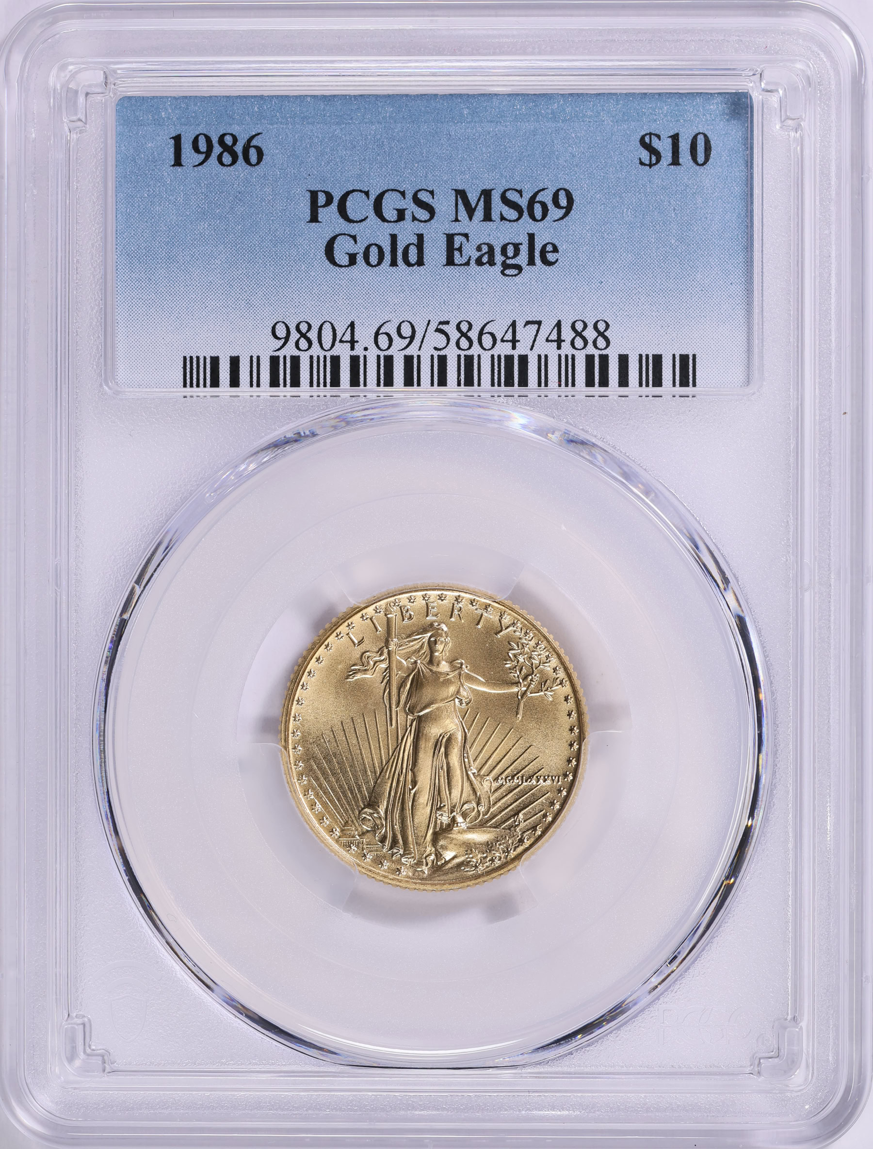 1986 $10 Quarter-Ounce Gold American Eagle PCGS MS-69 (Item