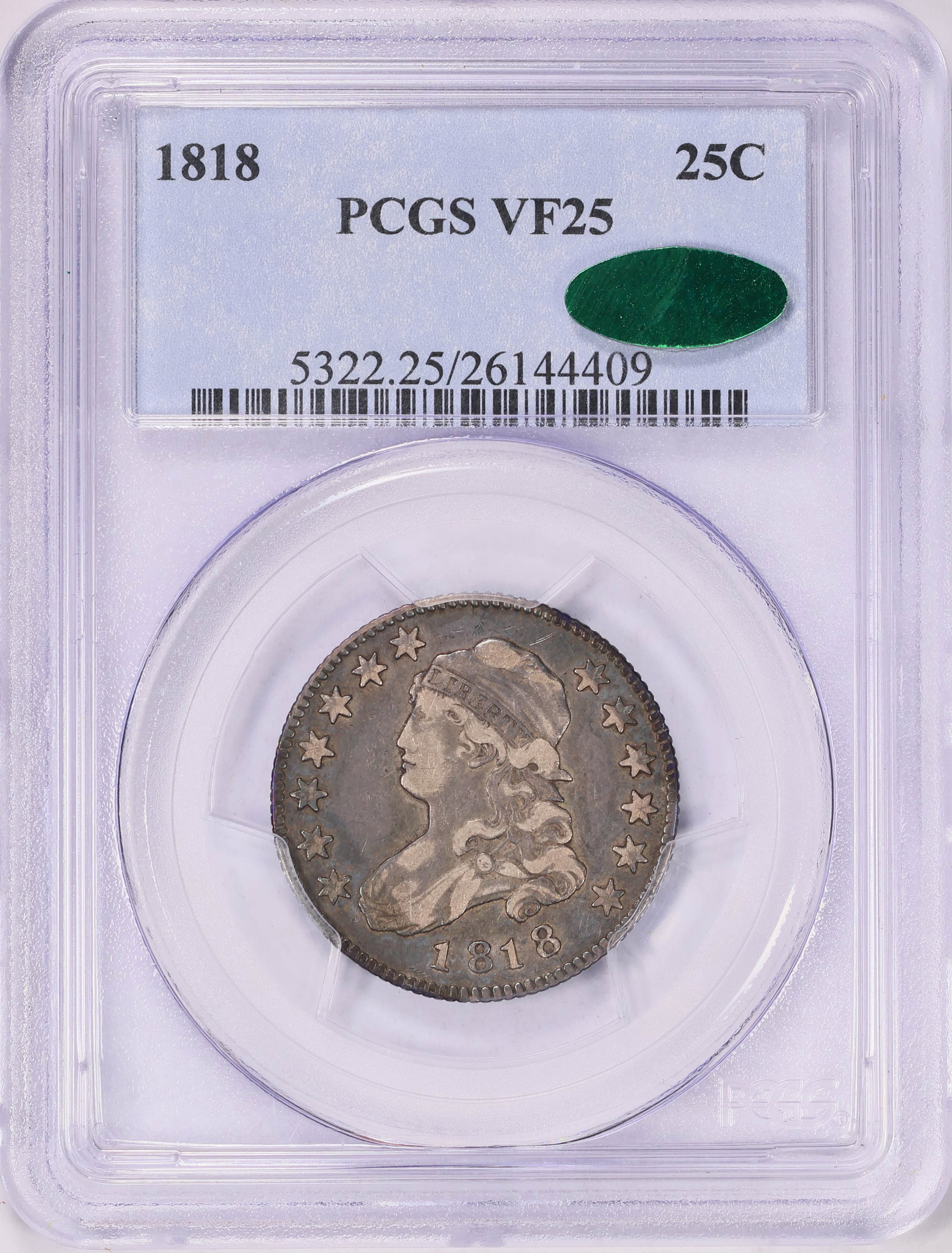 1818 Capped Bust Quarter PCGS VF-25 (CAC Green) (Item 1836426 ...