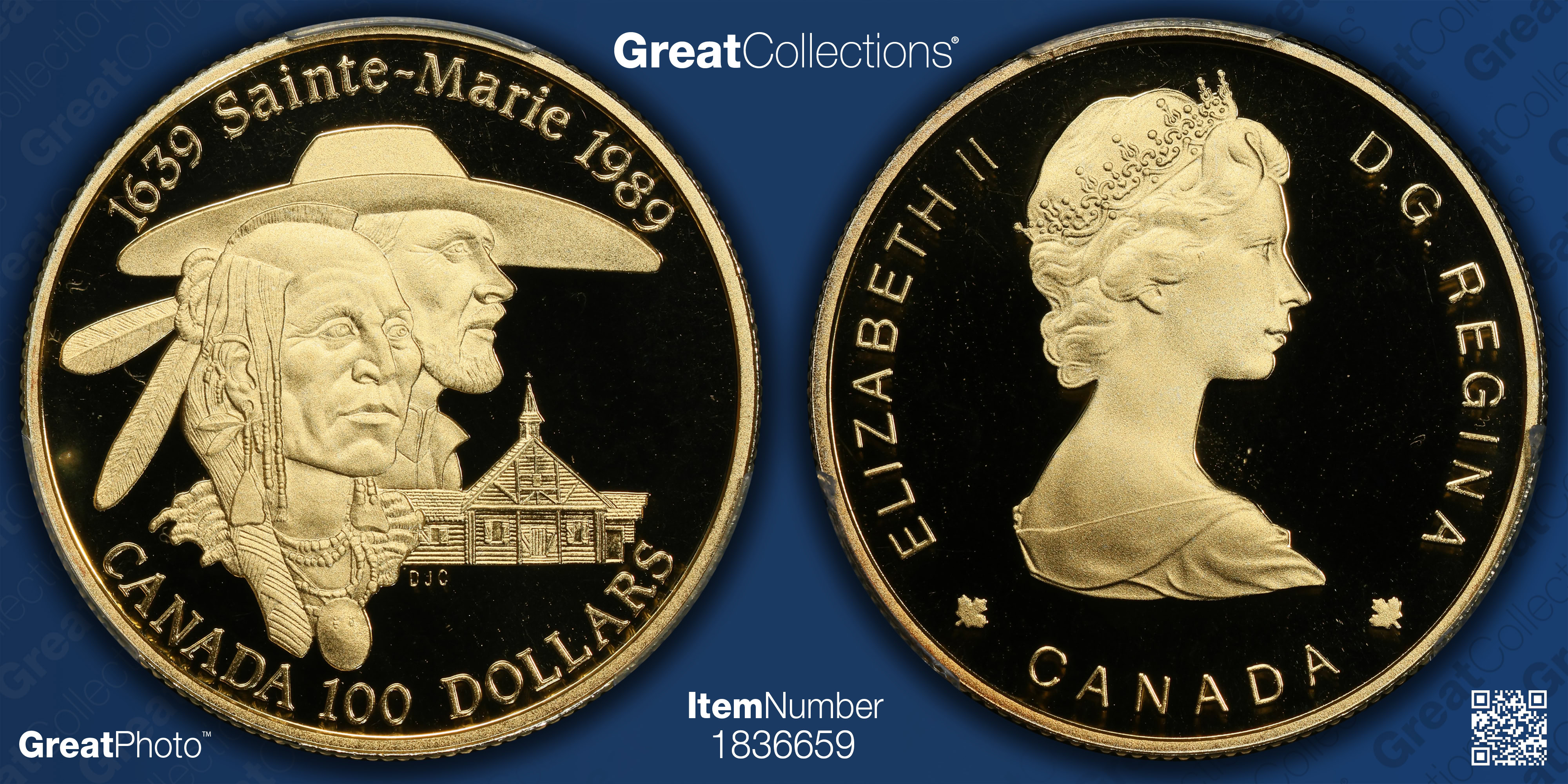 Canada 1989 Gold $100 Sainte-Marie KM-169 PCGS Proof-69 DCAM (AGW