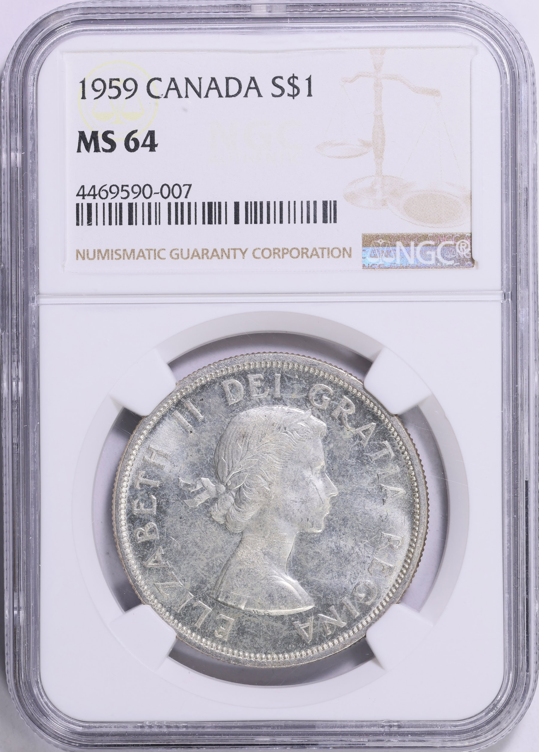 Canada 1959 Silver Dollar KM-54 NGC MS-64 (Item 1836840