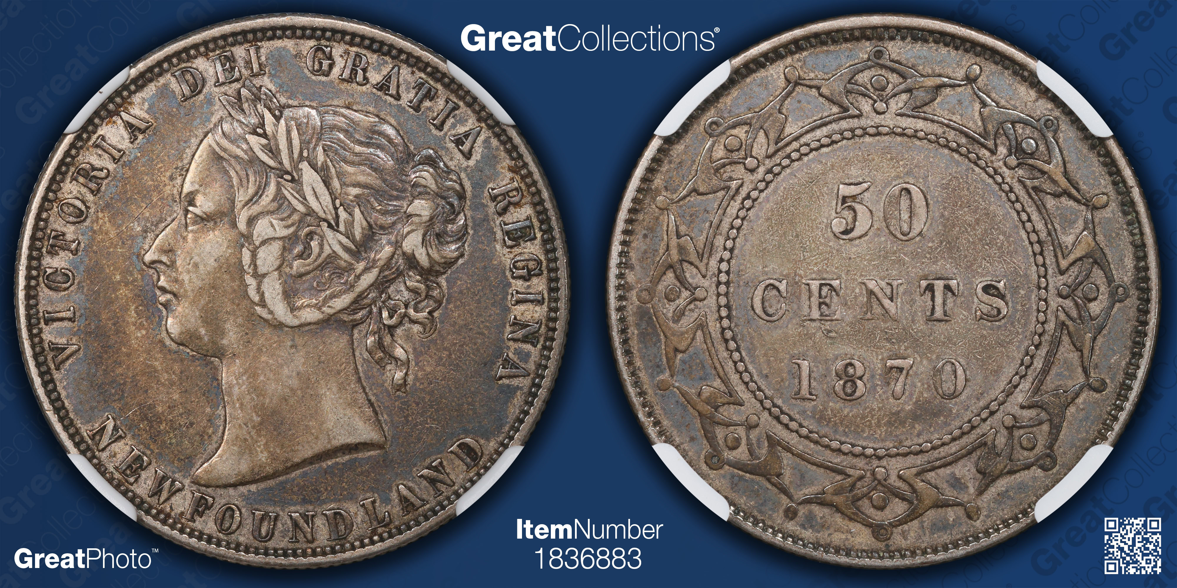 Canada - Newfoundland 1870 Silver 50 Cents KM-6 NGC VF-35 (Item