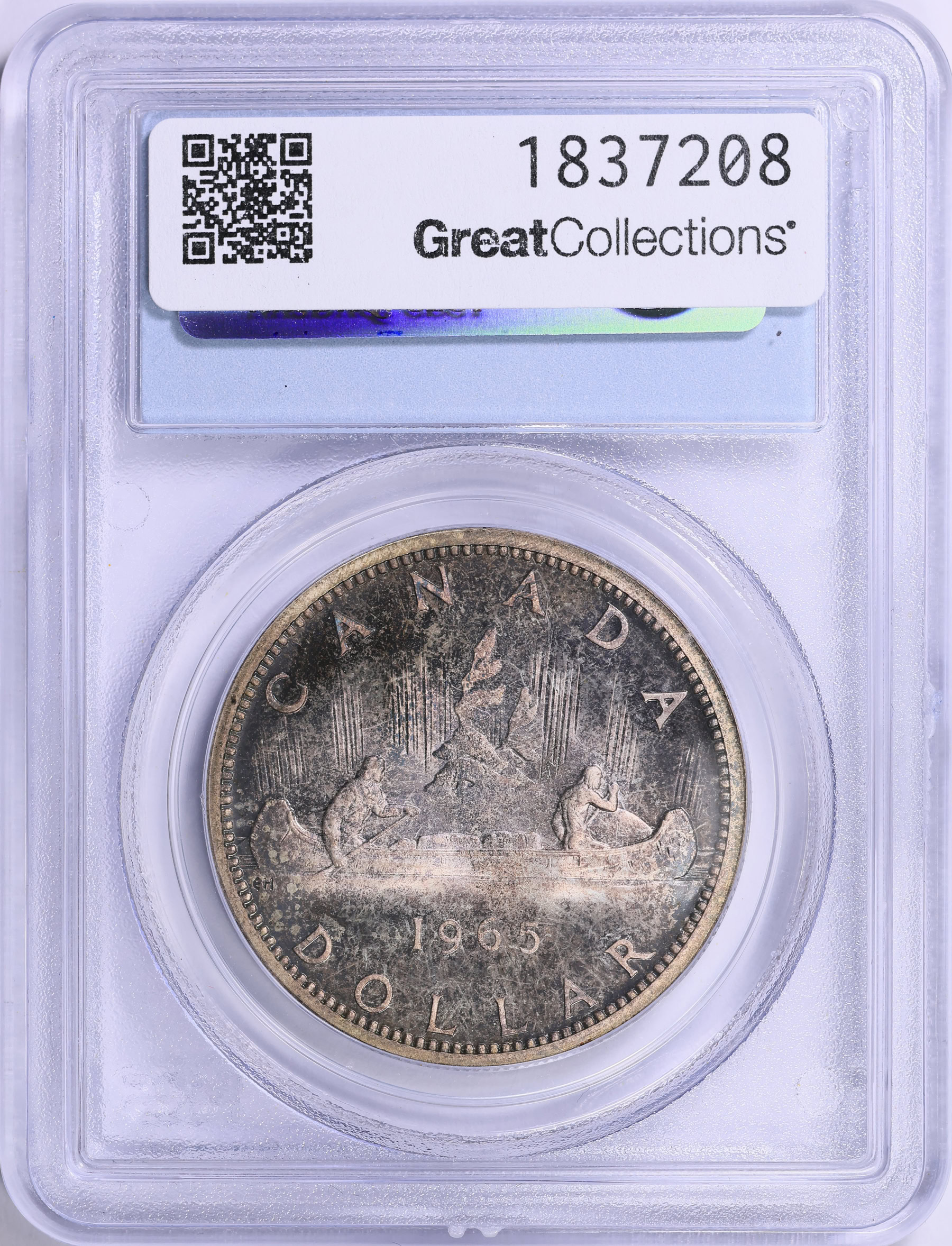 Canada 1965 Silver Dollar Type 4 Large Beads Pointed 5 KM-64.1