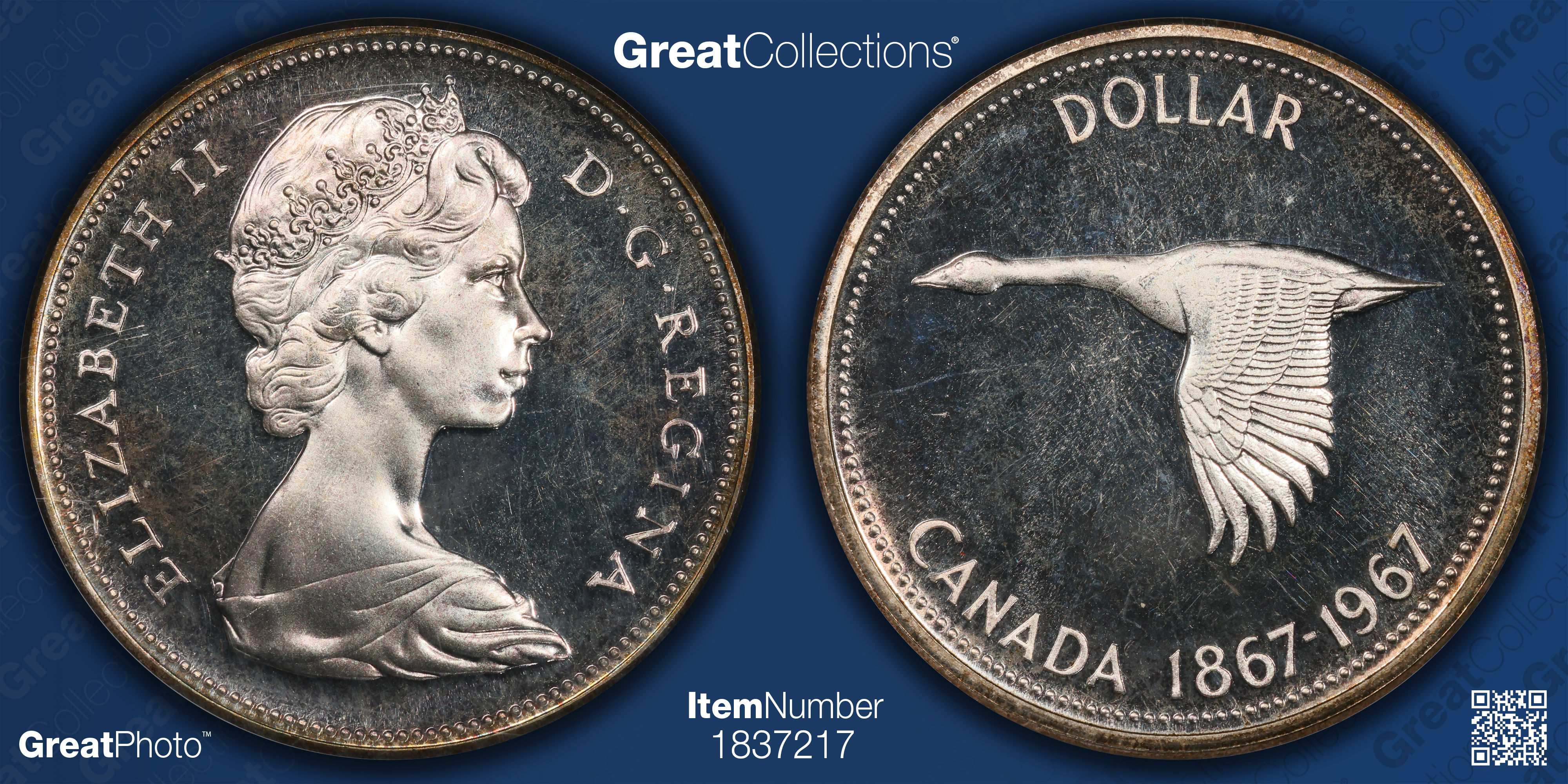 Canada 1967 Silver Dollar Confederation Centennial KM-70 NGC Proof