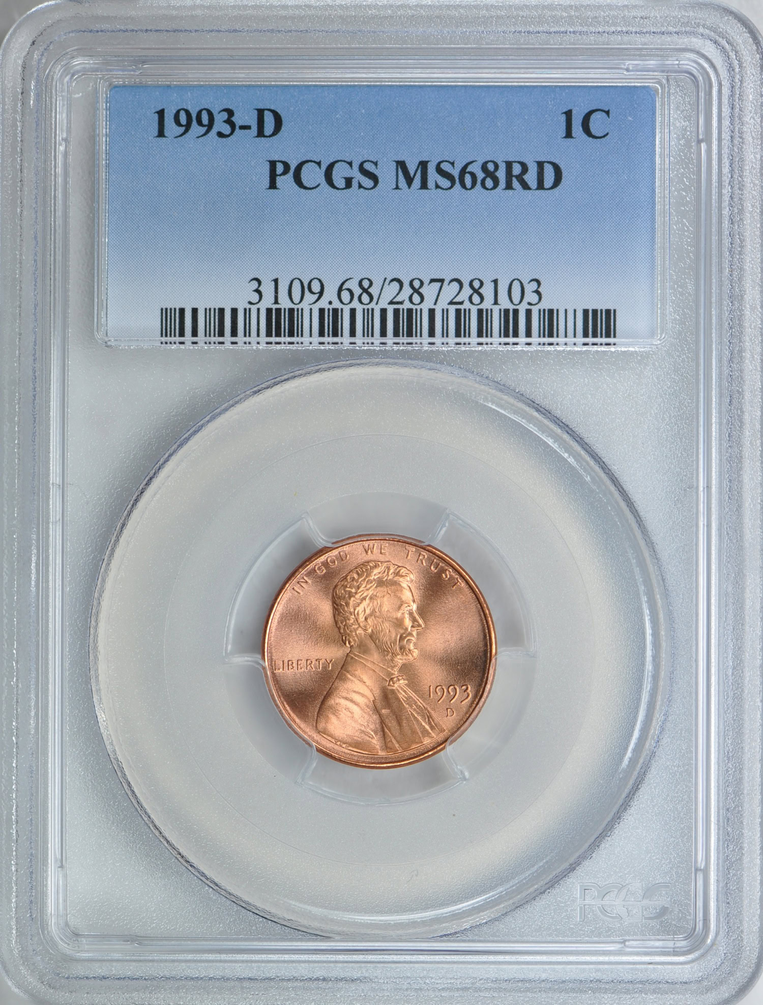 1993-D Lincoln Cent PCGS MS-68 RD (Item 183729) | GreatCollections