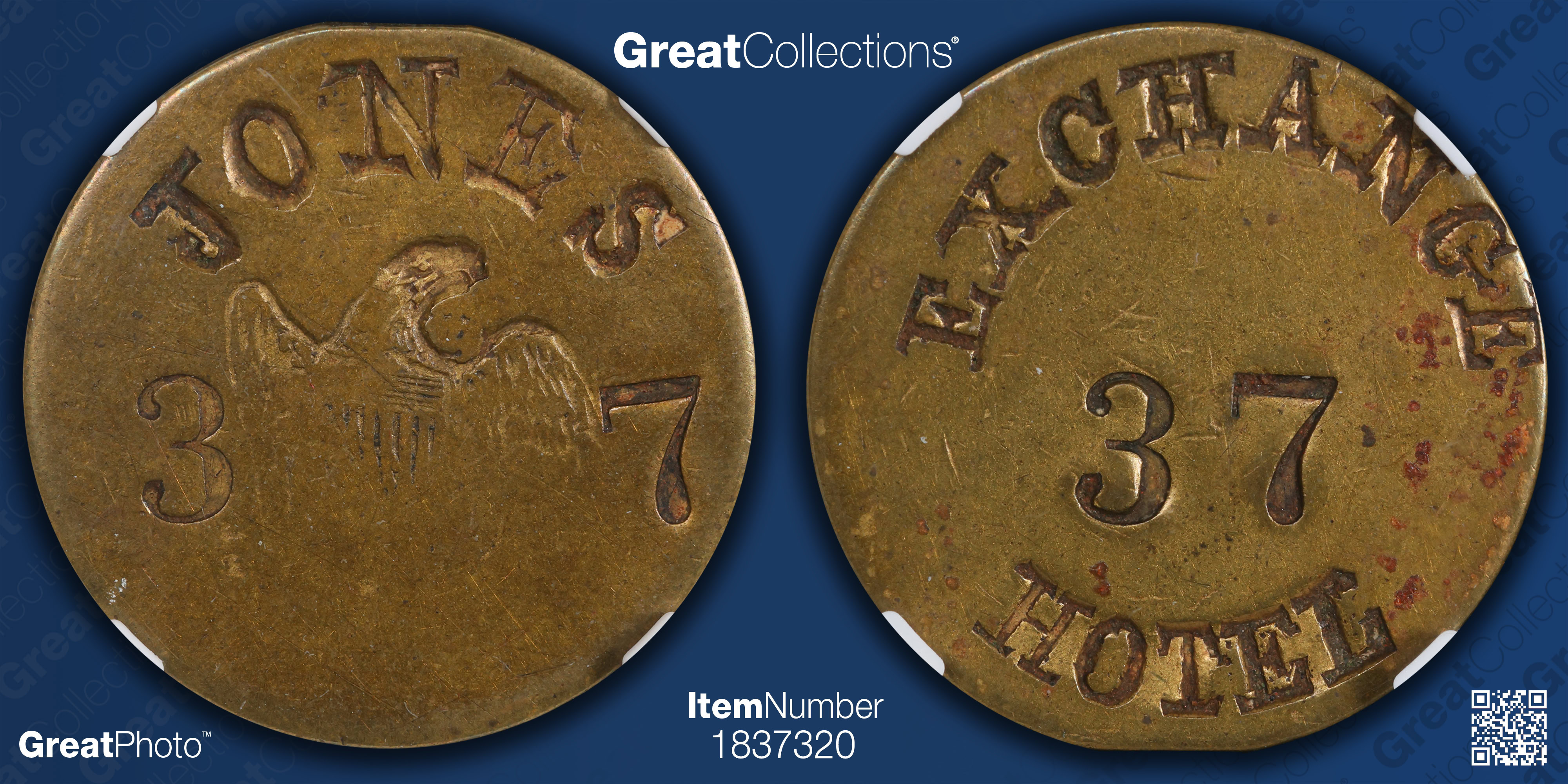 ND (1849-50) Philadelphia, Pennsylvania Jones Exchange Hotel Token
