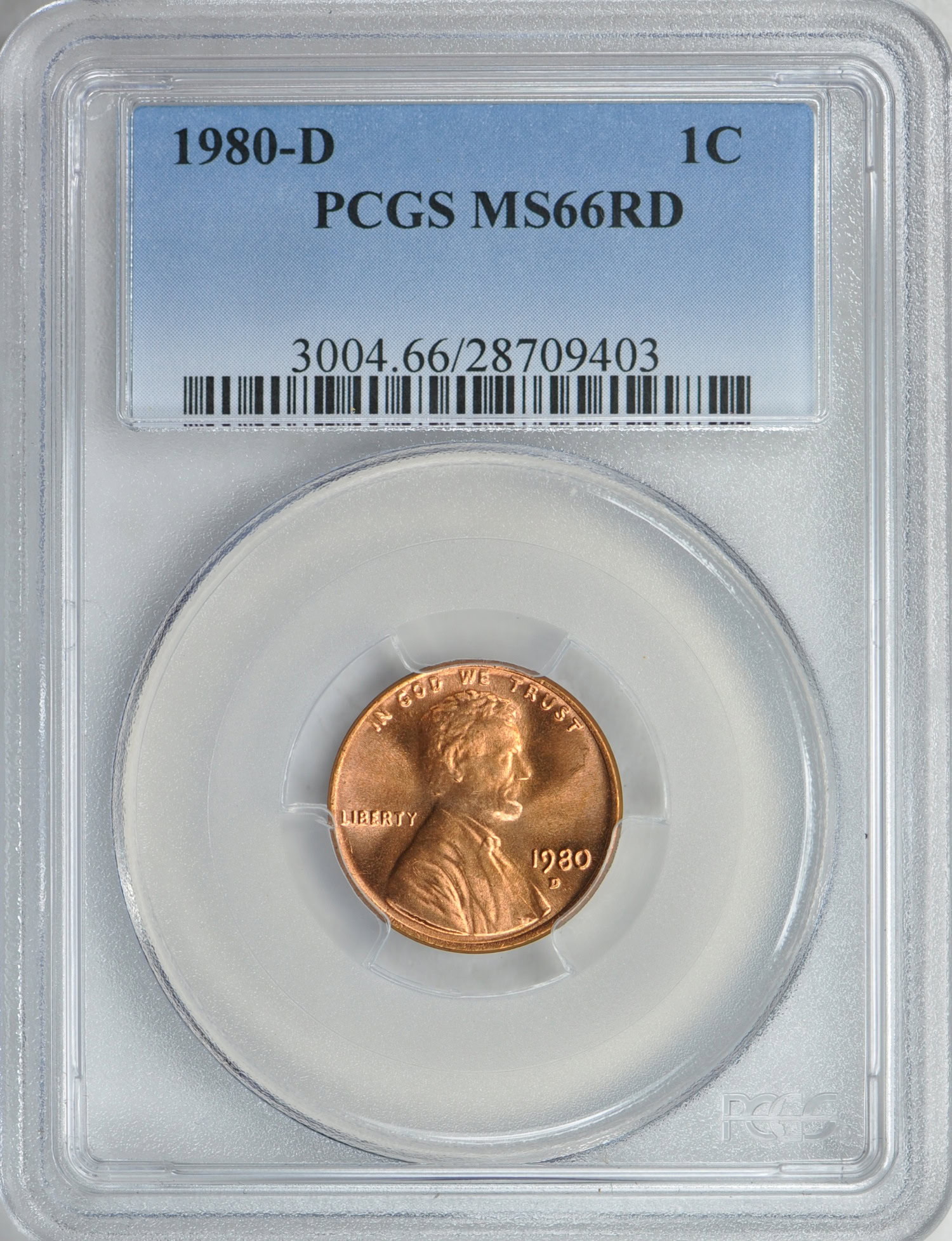 1980-D Lincoln Cent PCGS MS-66 RD (Item 183743) | GreatCollections
