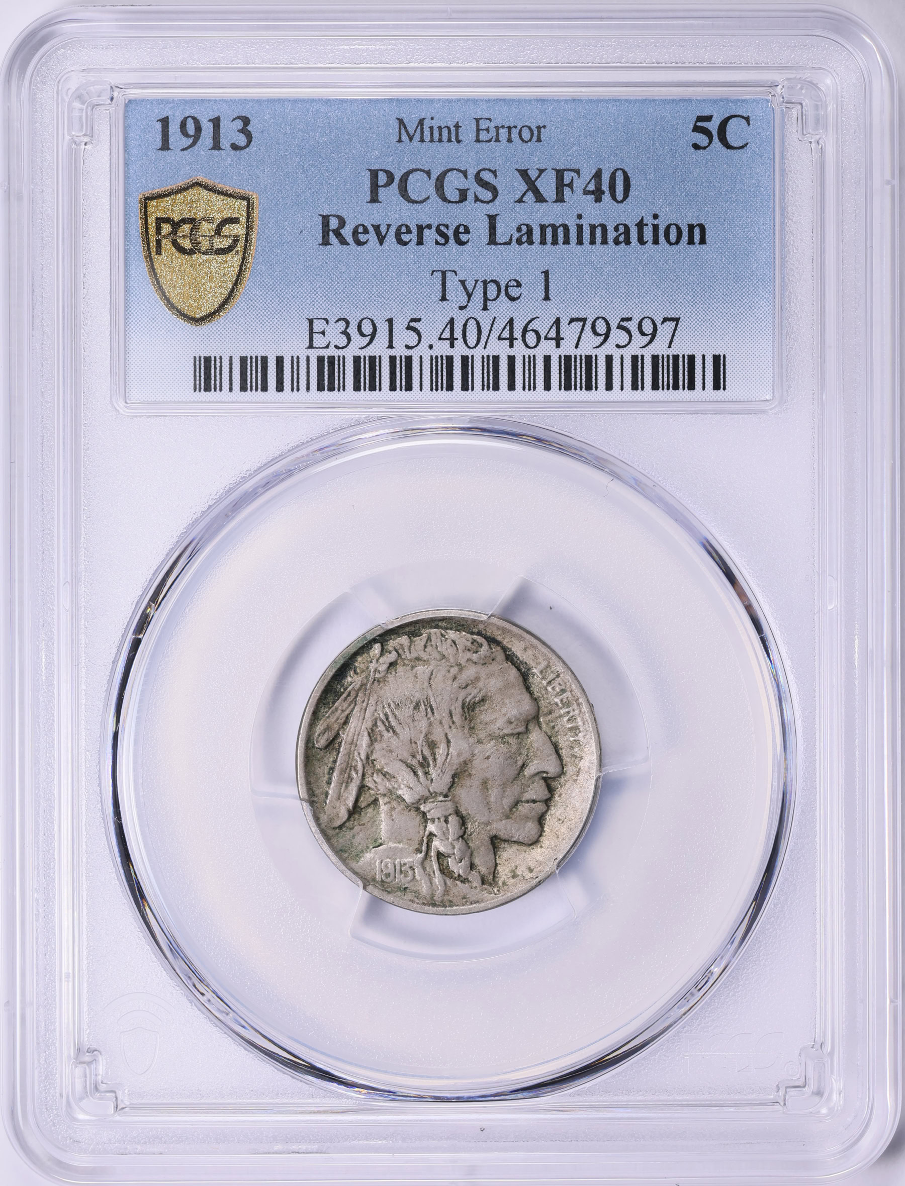 1913-D バッファローニッケル 5セント ICG MS63 - タイプ1 - クールミント エラーラミネート Mint Error