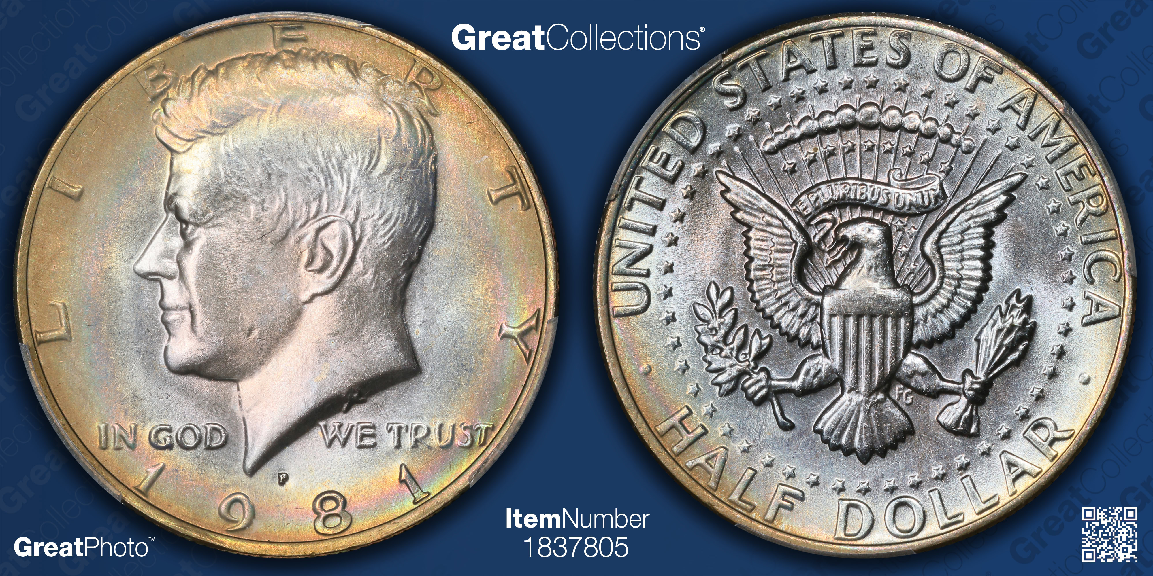 1981-P Kennedy Half Dollar PCGS MS-67 (Toned) (Item 1837805