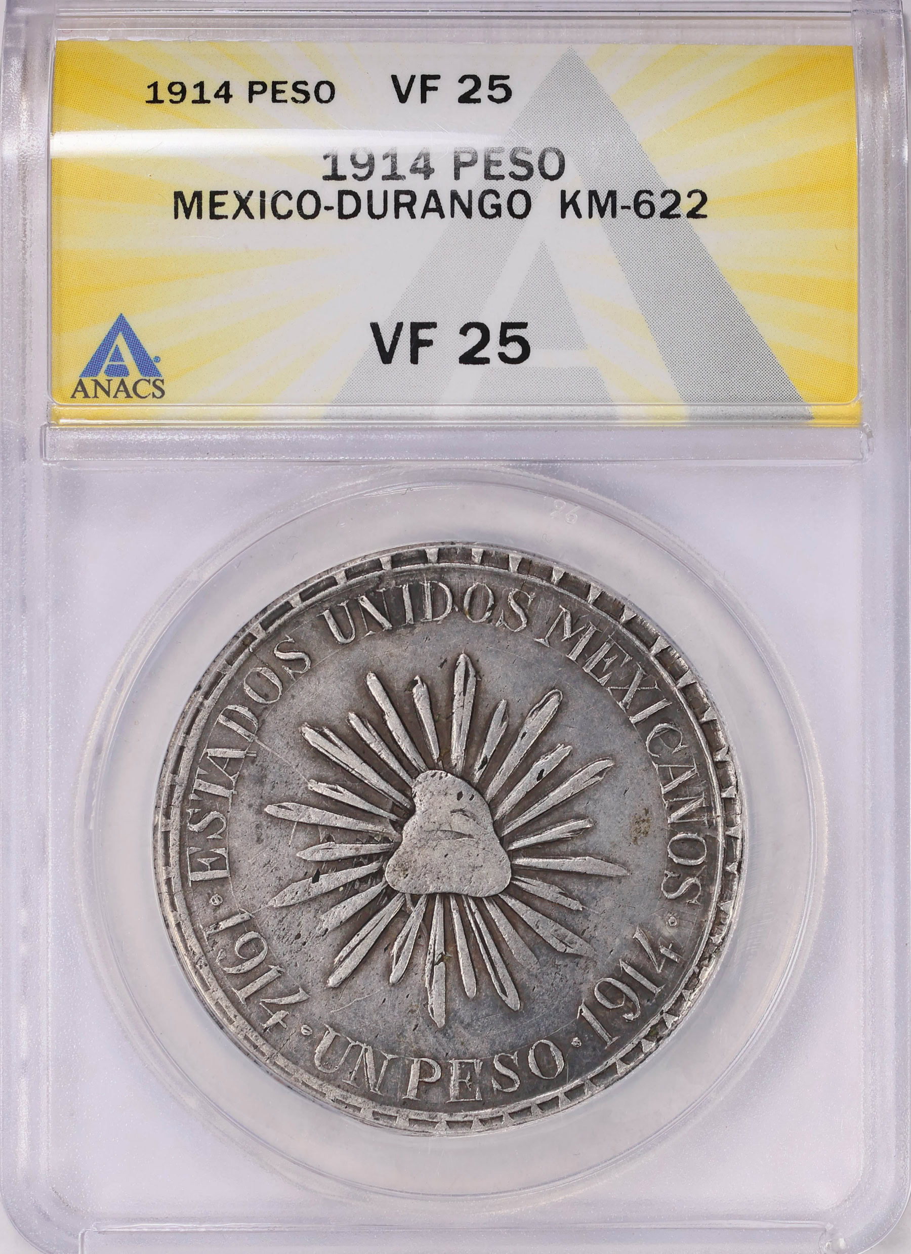 Mexico - Durango, Ejercito Constitucionalista 1914 Silver Peso