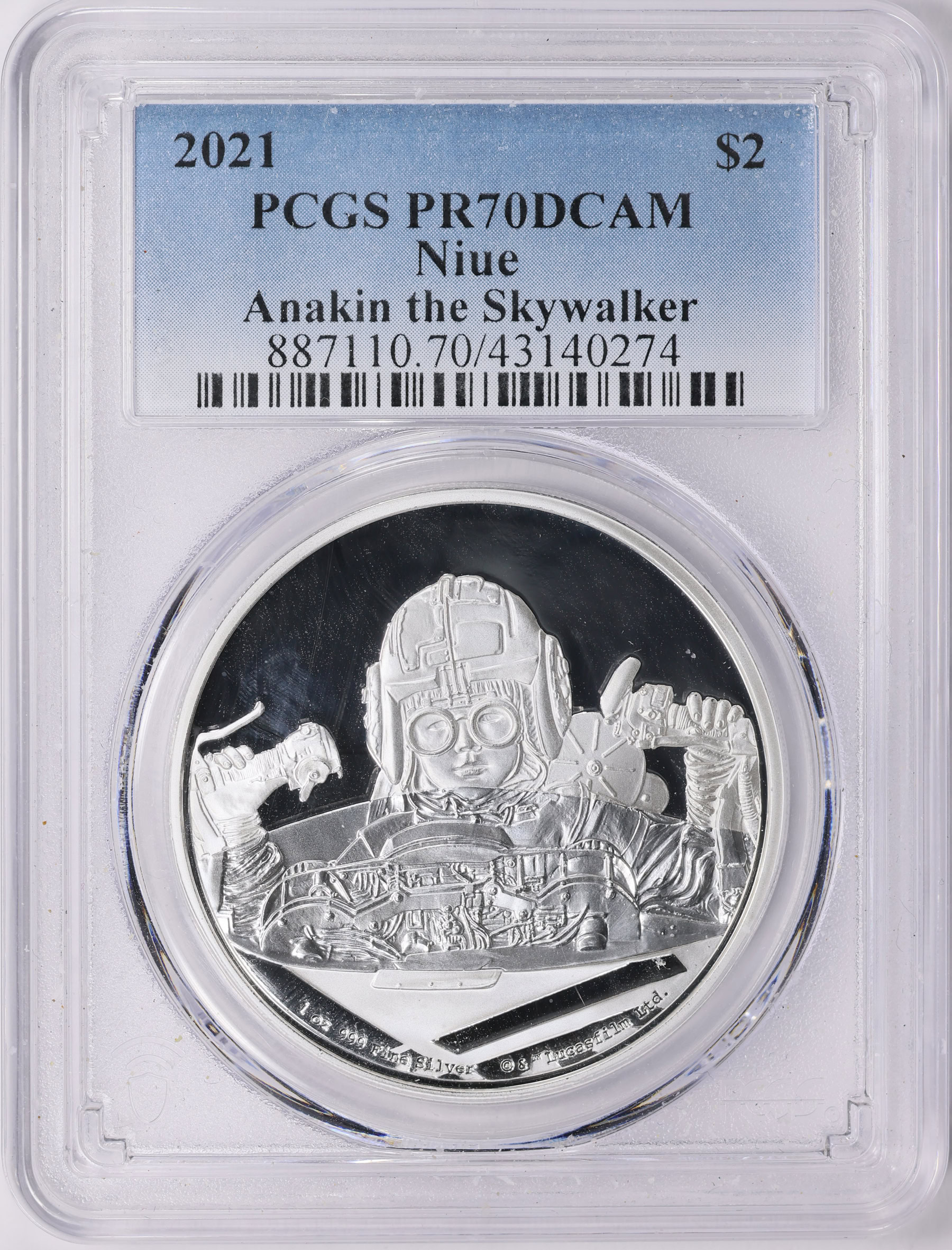 Niue 2021 Silver $2 Star Wars Anakin Skywalker PCGS Proof-70 DCAM