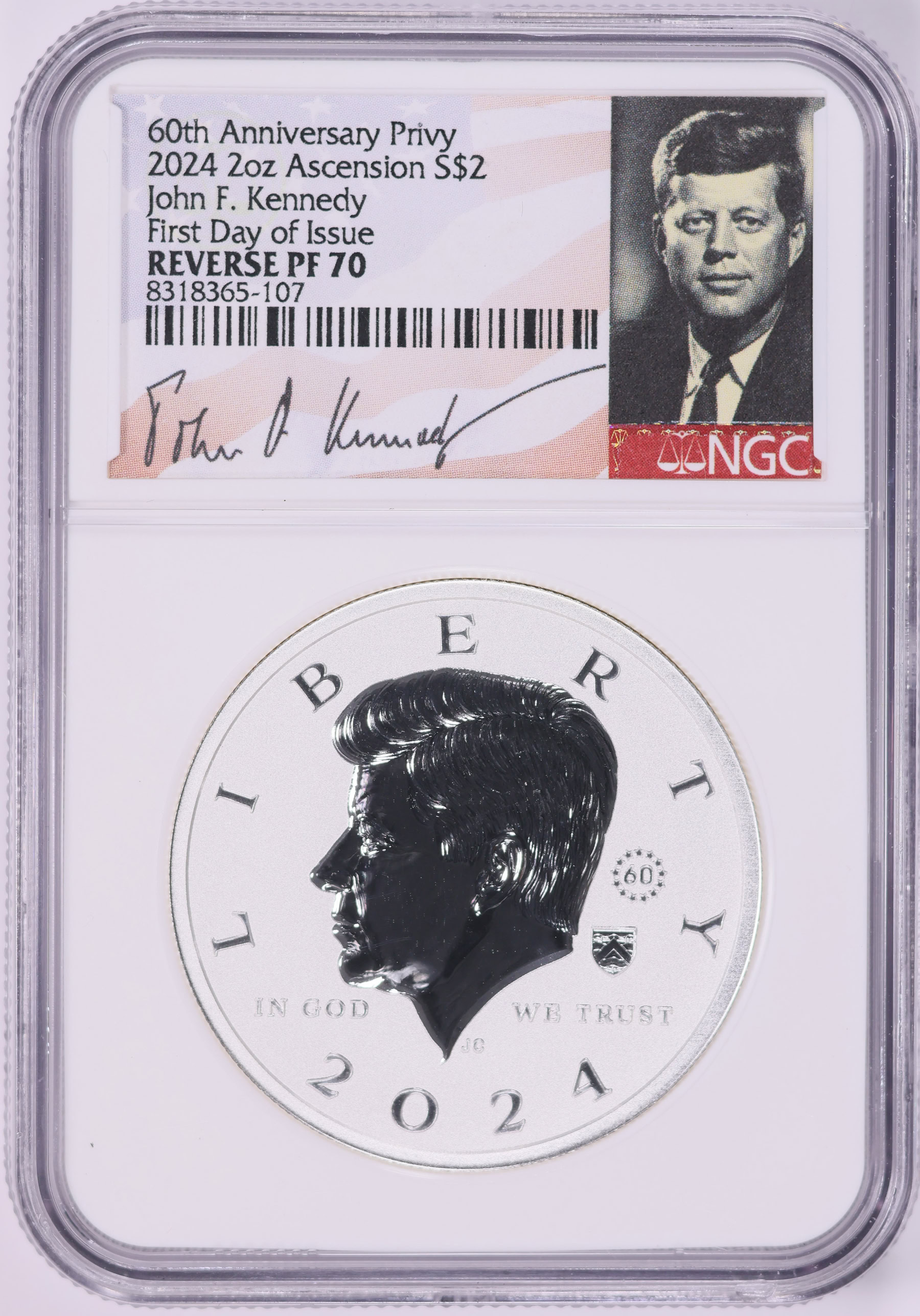 Ascension Island 2024 Silver $2 John F. Kennedy 60th Anniversary