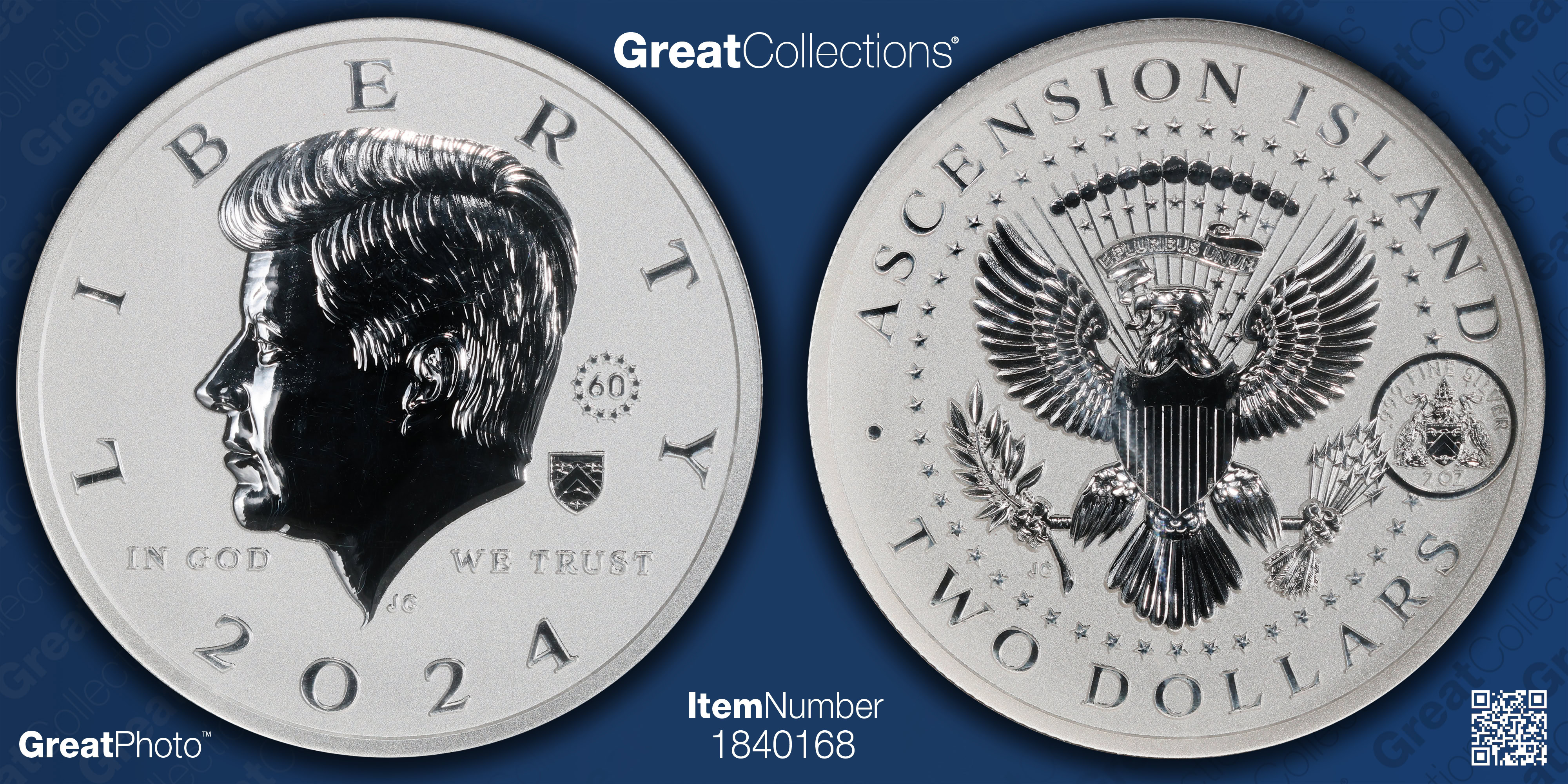 Ascension Island 2024 Silver $2 John F. Kennedy 60th Anniversary