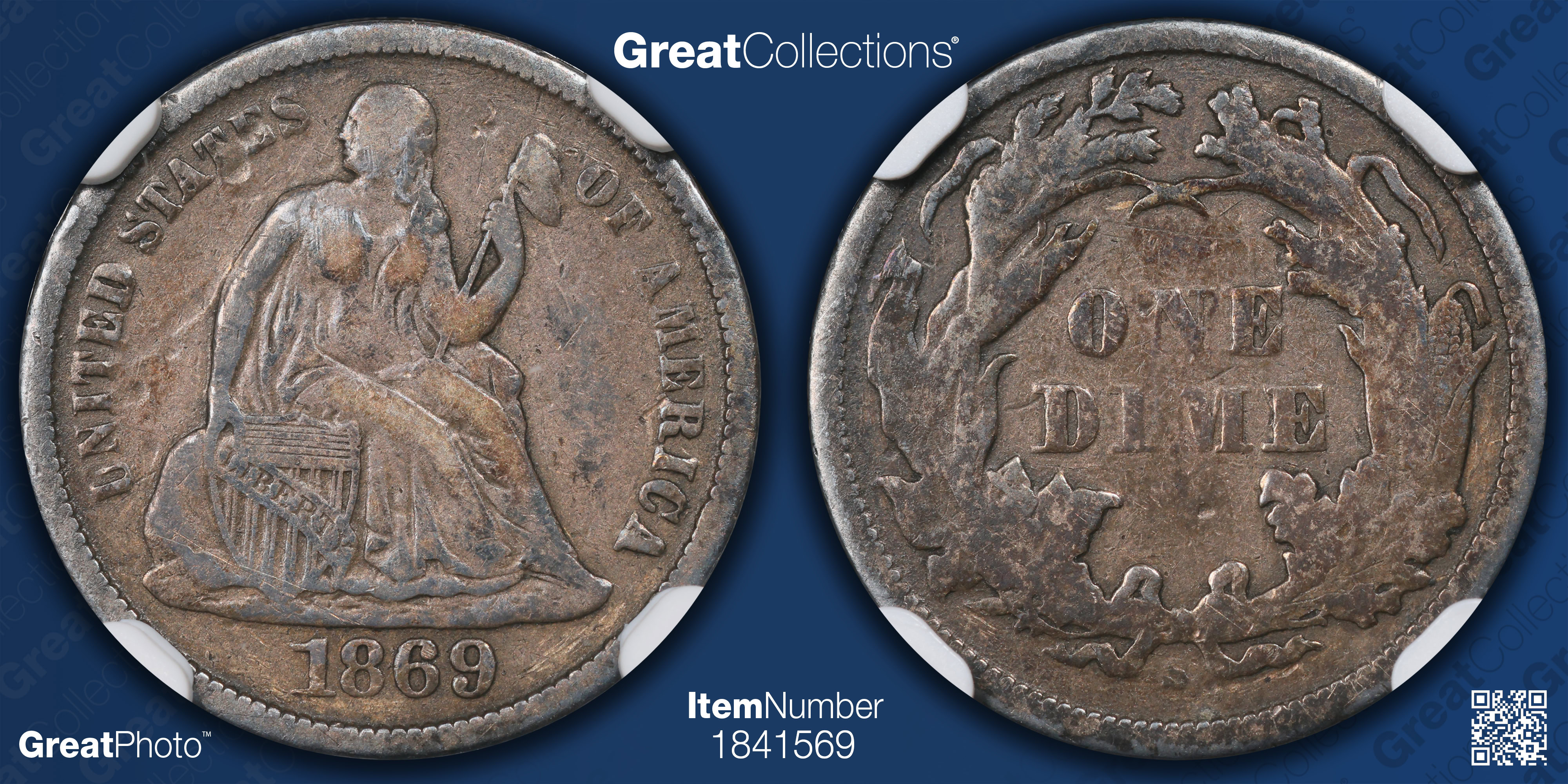 ヴィンテージマン 1869-S Seated Liberty Dime NGC VF-25 (Toned) (Item 1841569