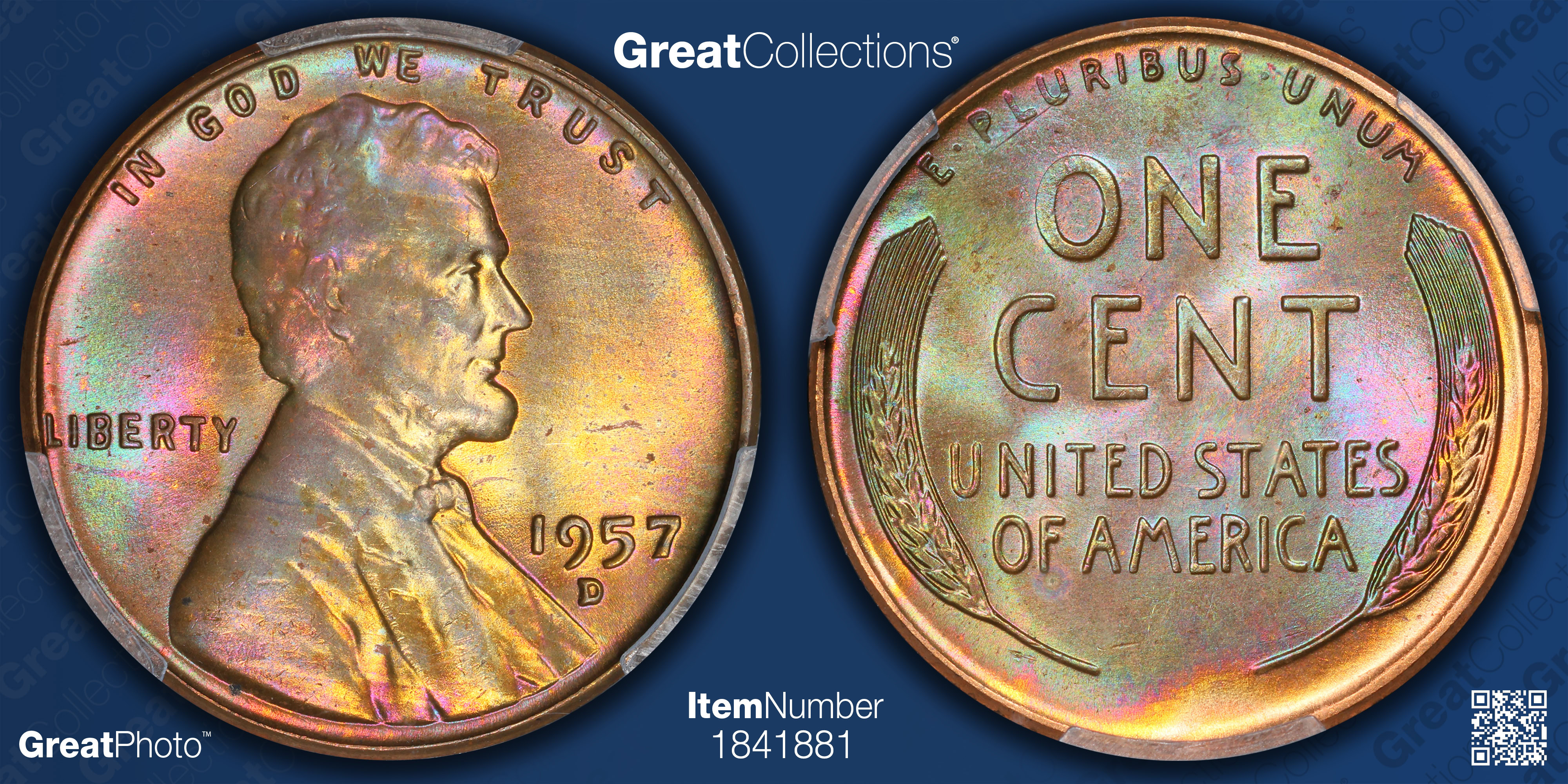 1957-D Lincoln Cent PCGS MS-66 RB (Toned) (Item 1841881