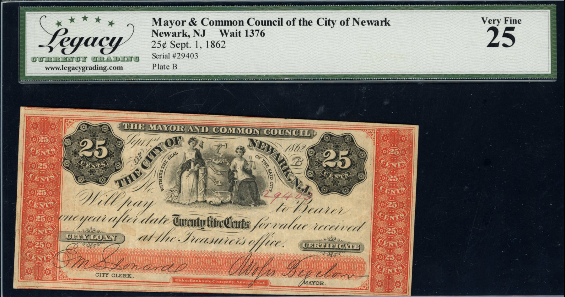 1862 Newark, New Jersey Mayor & Common Council of the City of Newark 25 ...