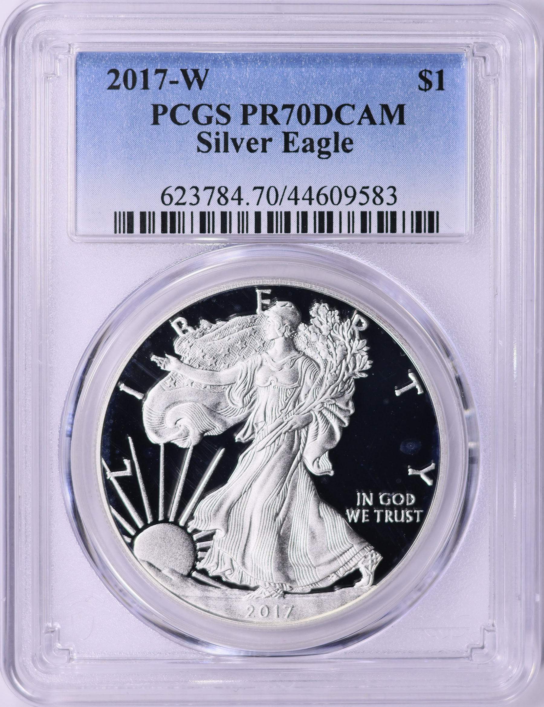 アメリカ　＄1　イーグル銀貨　２０１７年　PCGS PR70DCAM 2017-W $1 Silver Eagle PCGS Proof-70 DCAM (Item 1842315