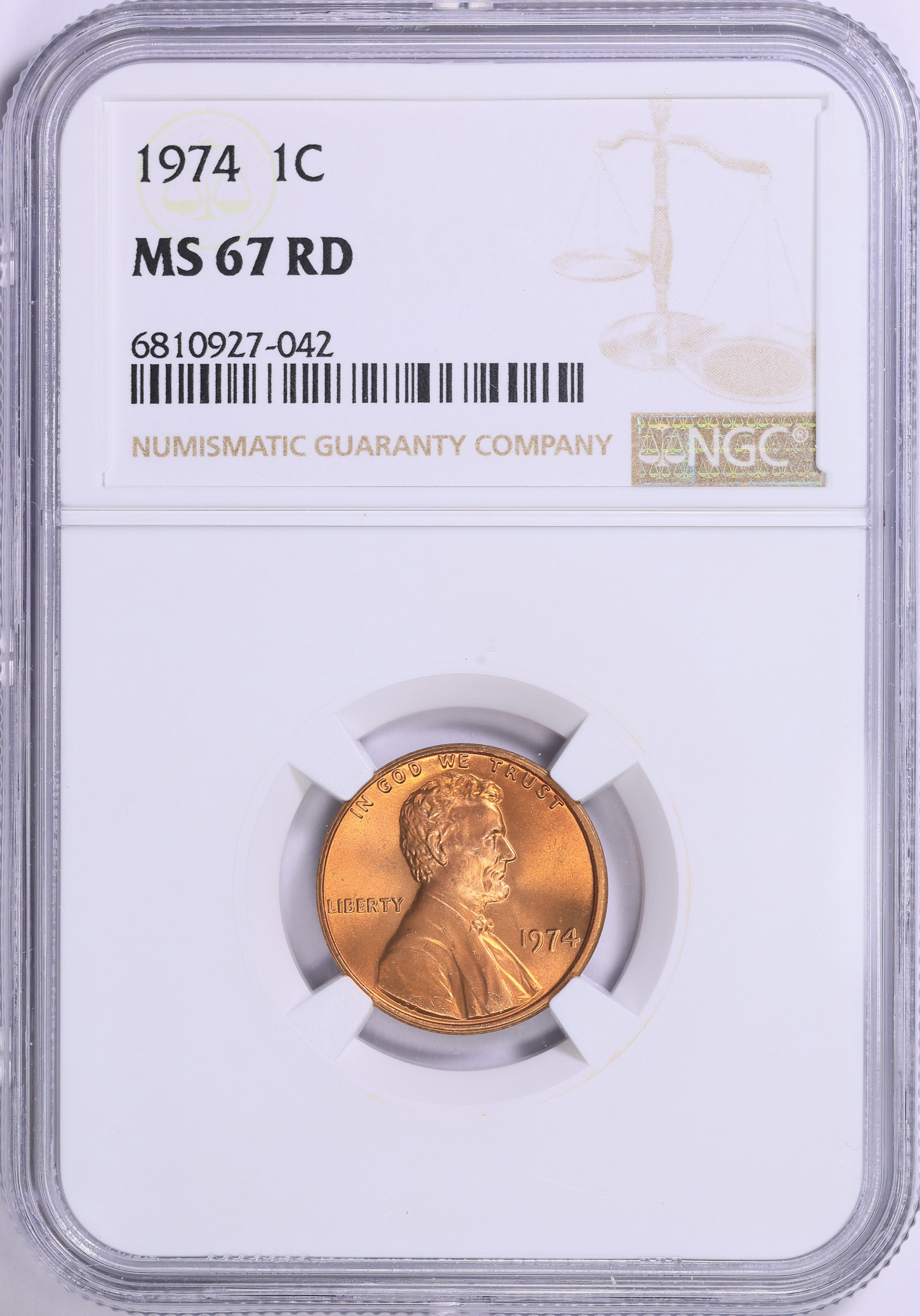 1974 Lincoln Cent NGC MS-67 RD (Item 1843371) | GreatCollections Coin ...