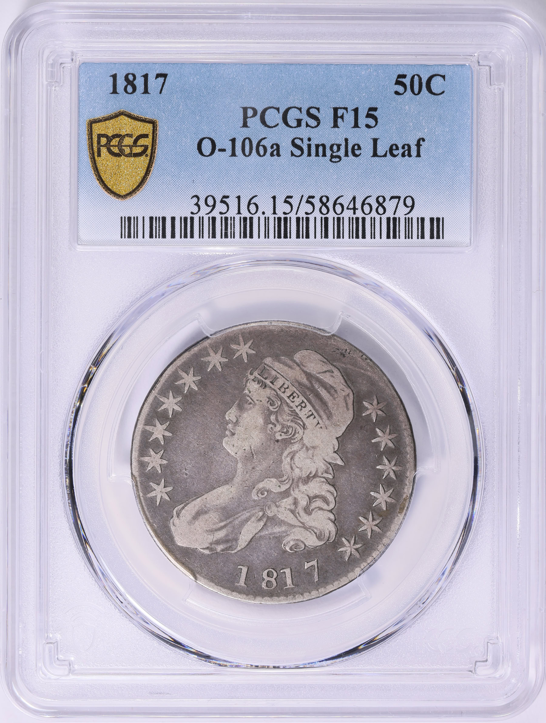 1817 Capped Bust Half Dollar Single Leaf Overton 106a PCGS F-15 (Item ...