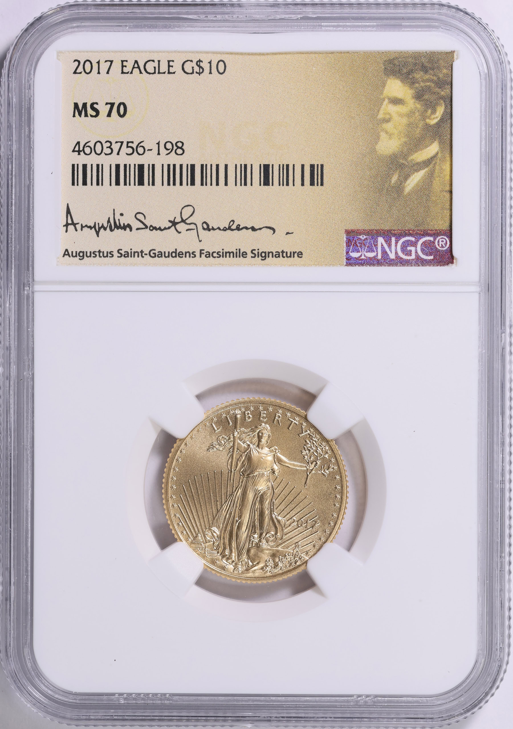 Billlie TCSAU CT MS 当選 TSUKI ポスカ 2017 $10 Quarter-Ounce Gold American Eagle NGC MS-70 (Augustus