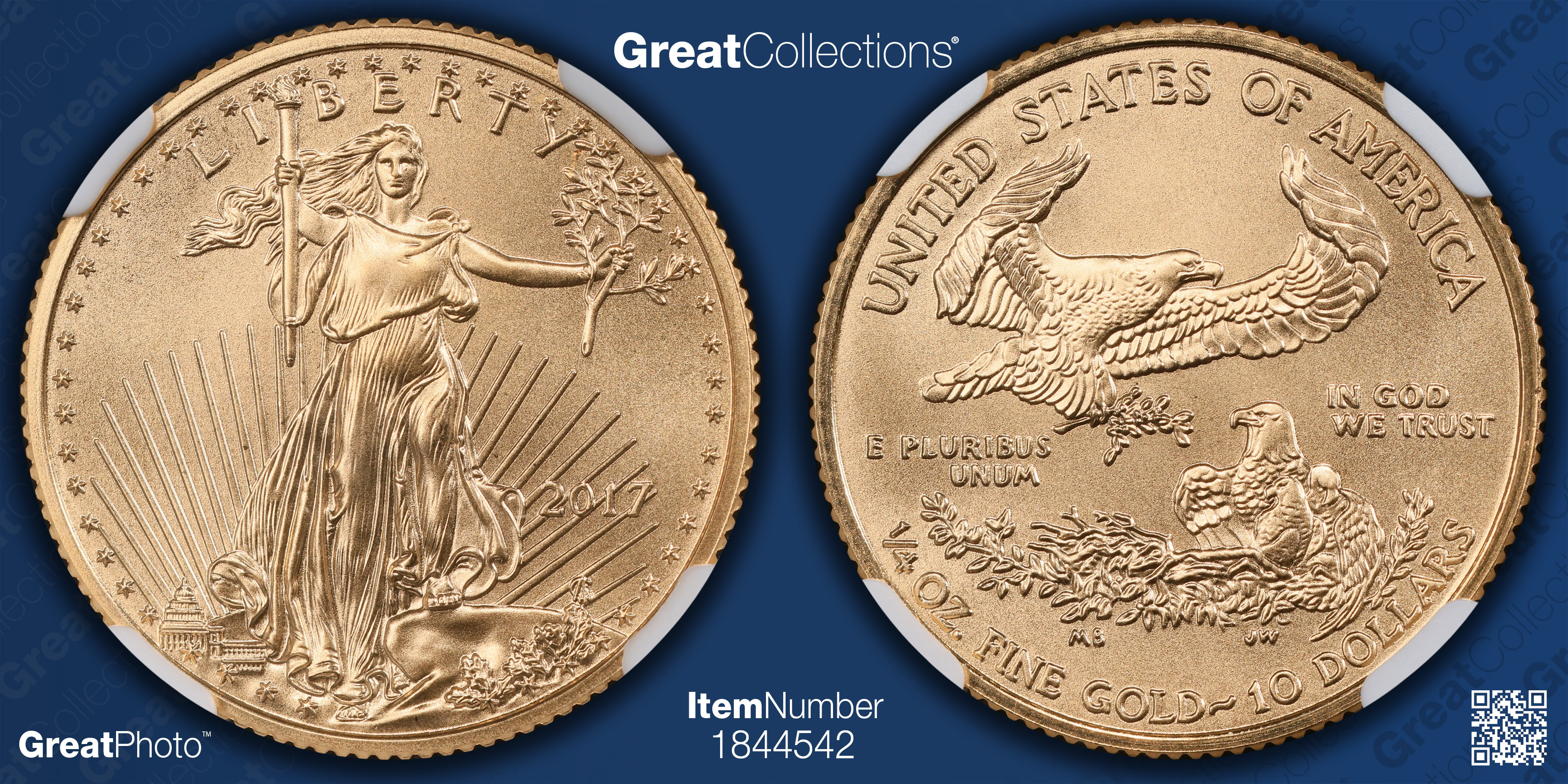 2017 $10 Quarter-Ounce Gold American Eagle NGC MS-70 (Augustus