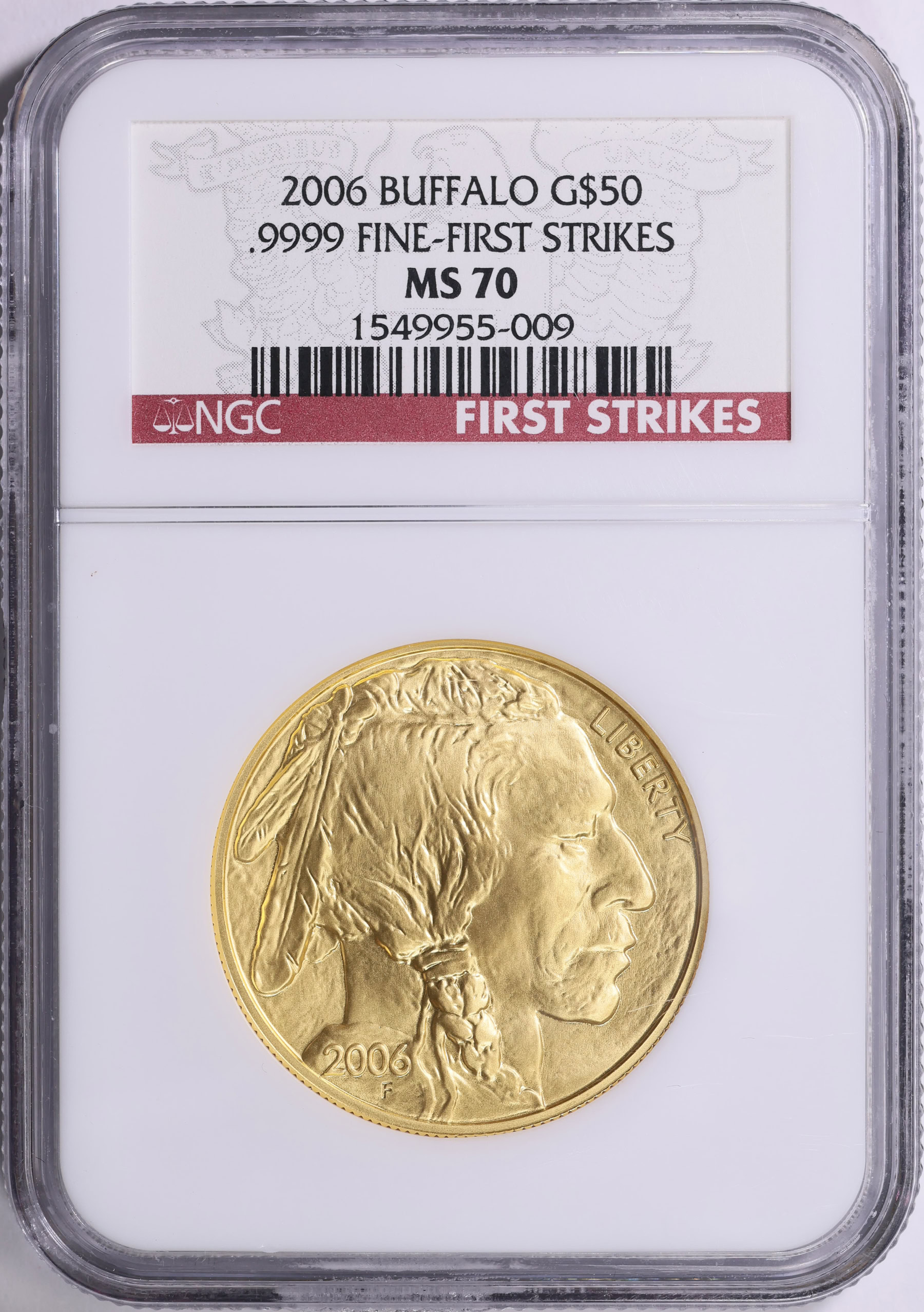 2006 $50 One-Ounce Gold American Buffalo First Strikes NGC MS-70