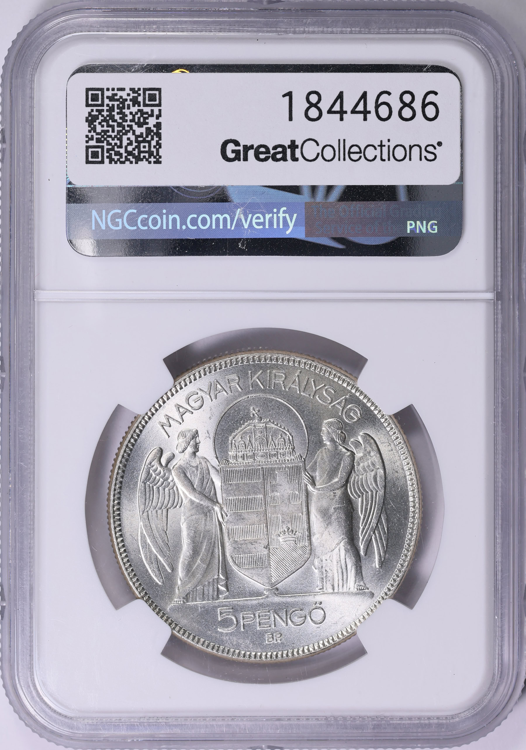 Hungary 1930-BP Silver 5 Pengo KM-512.1 NGC MS-63 (Item 1844686
