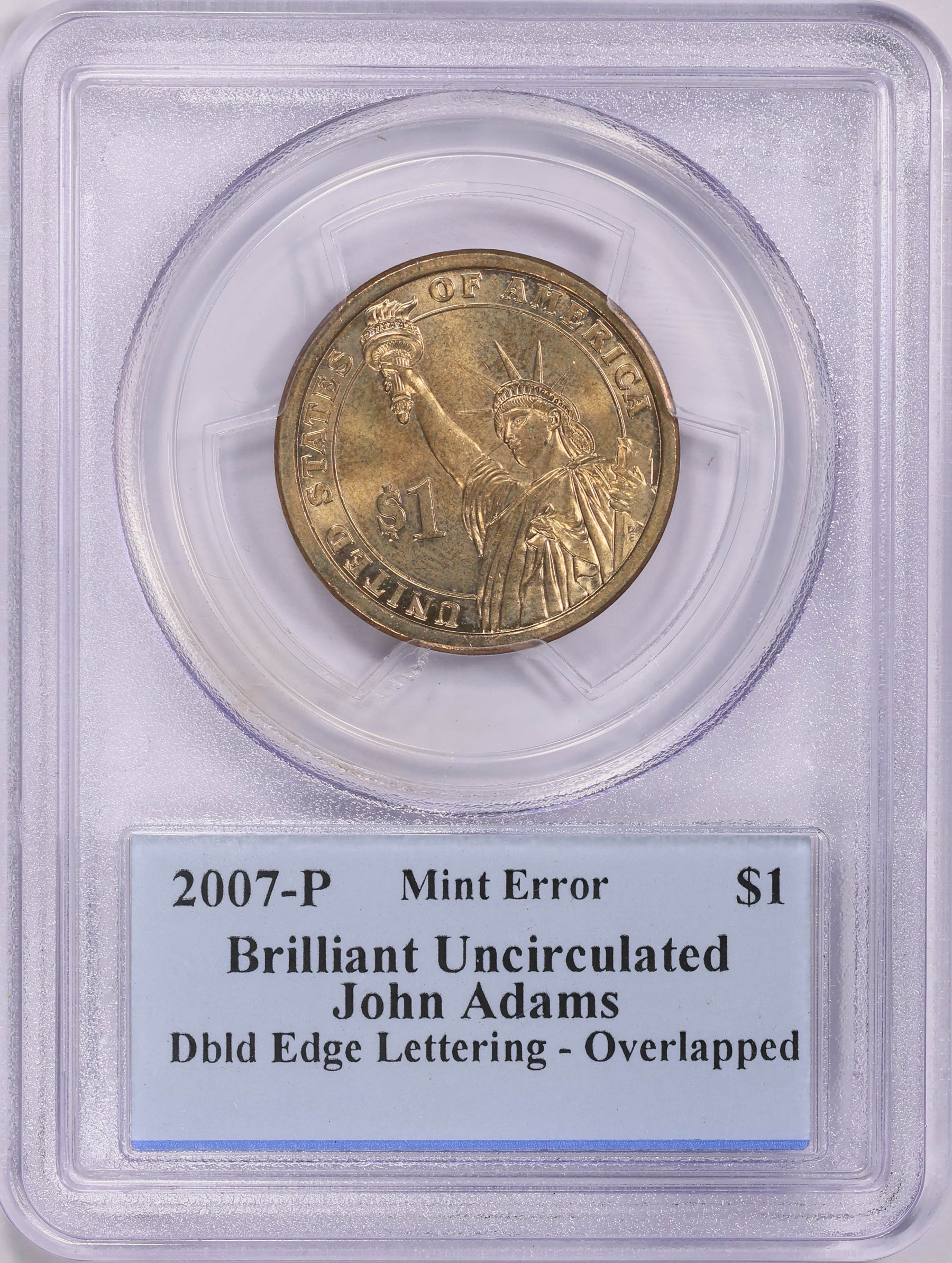Mint Error 2007-P Presidential Dollar John Adams Double Edge Lettering ...
