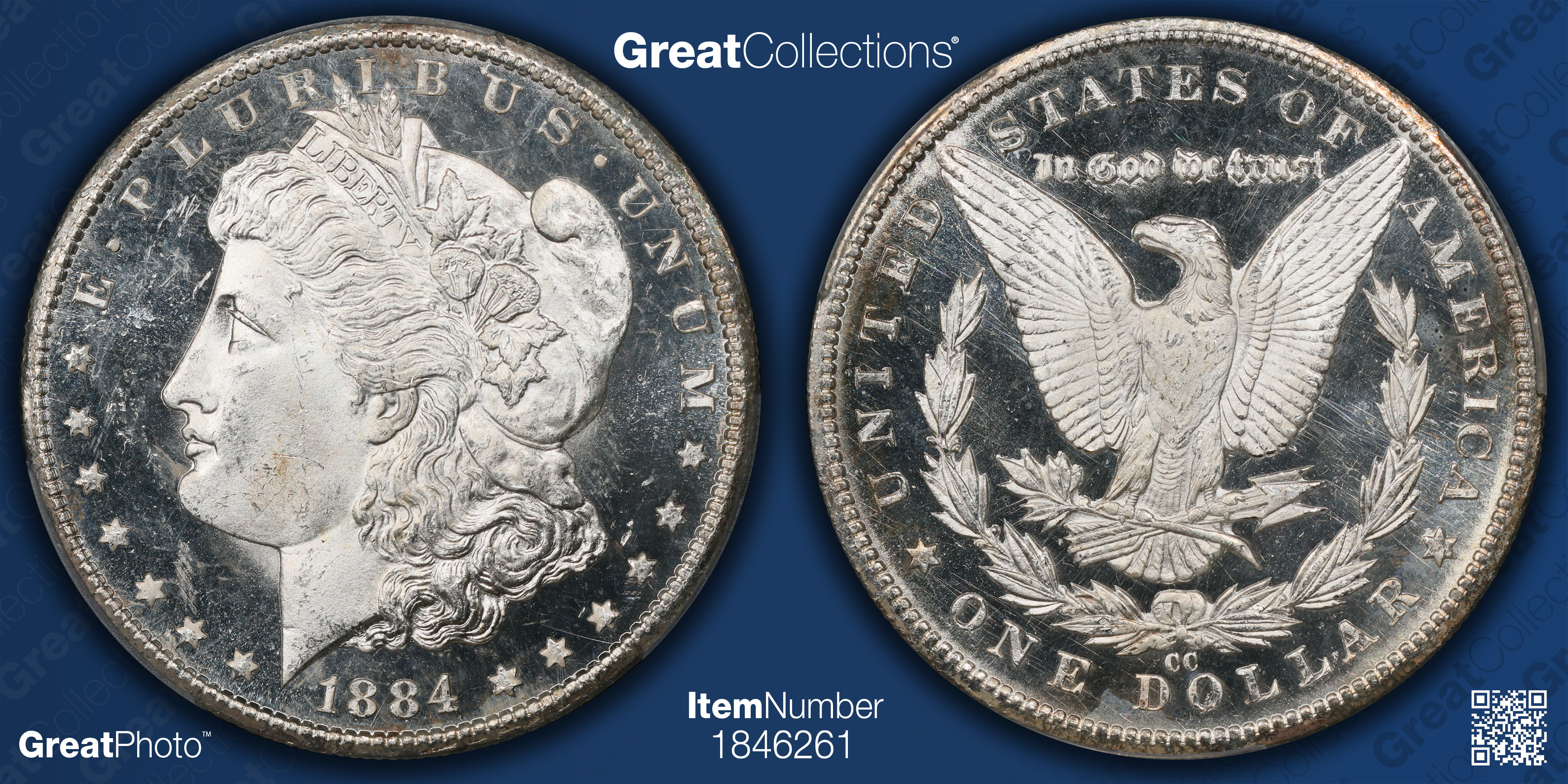 1884-CC Morgan Silver Dollar PCGS MS-65 DMPL (CAC Green) (Item