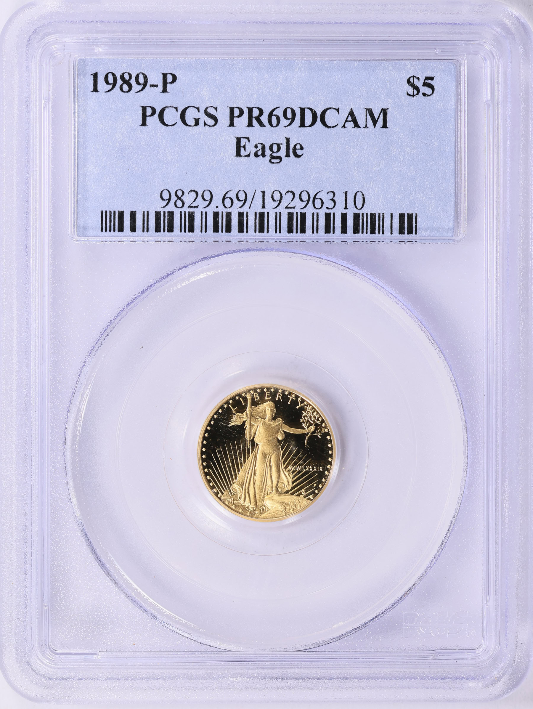 1989-P $5 Tenth-Ounce Gold American Eagle PCGS Proof-69 DCAM (Item