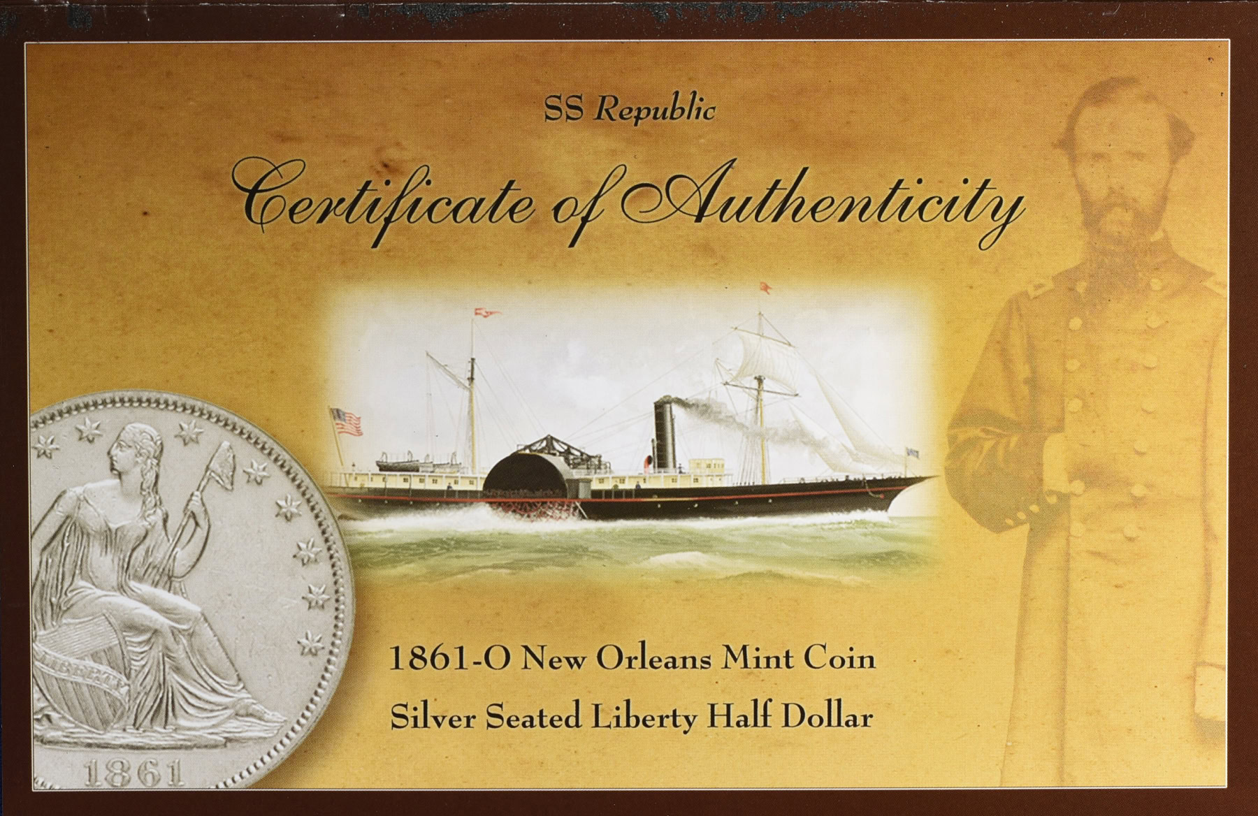 1861-O Seated Liberty Half Dollar W-07 Louisiana Issue SS Republic