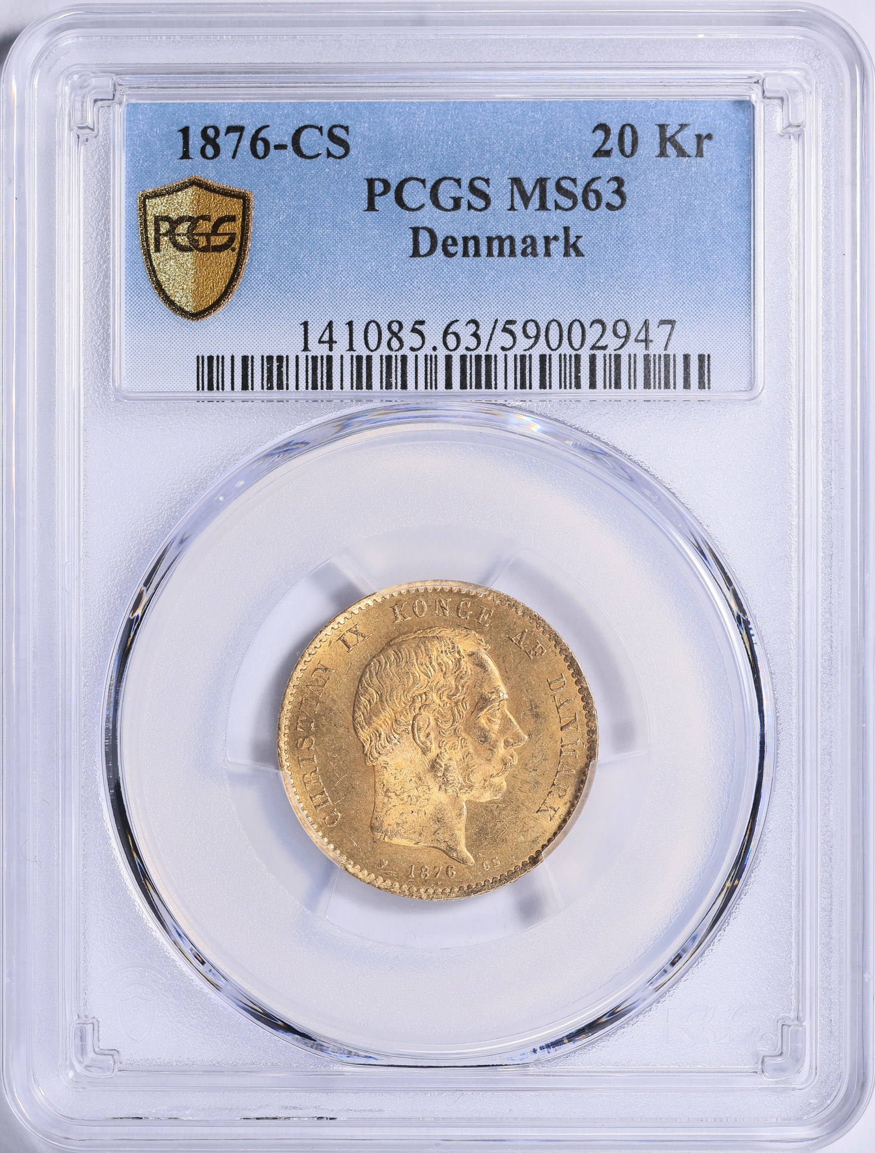 Denmark 1876-CS Gold 20 Kroner KM-791.1 PCGS MS-63 (AGW = 0.2593