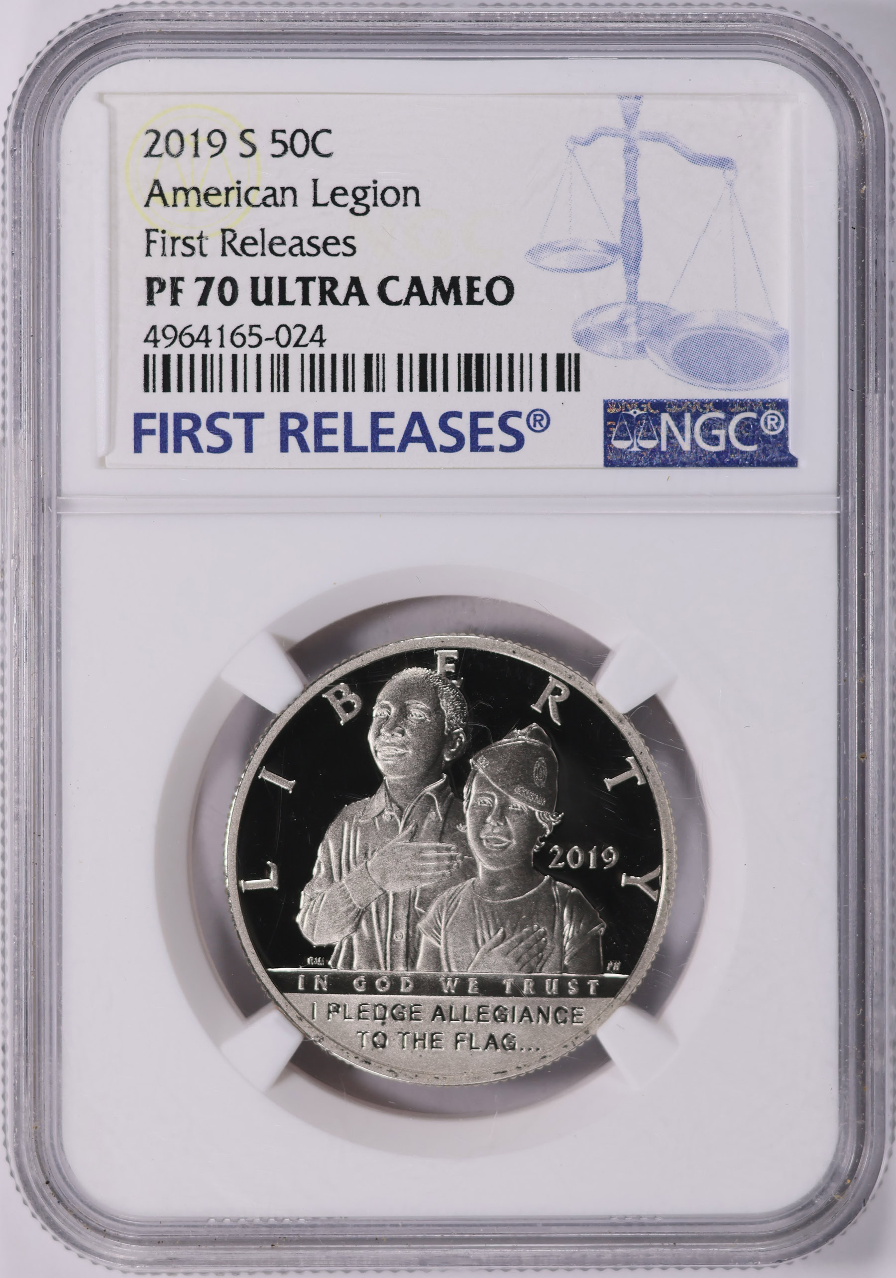 2019-S American Legion Half Dollar First Releases NGC Proof-70 UC