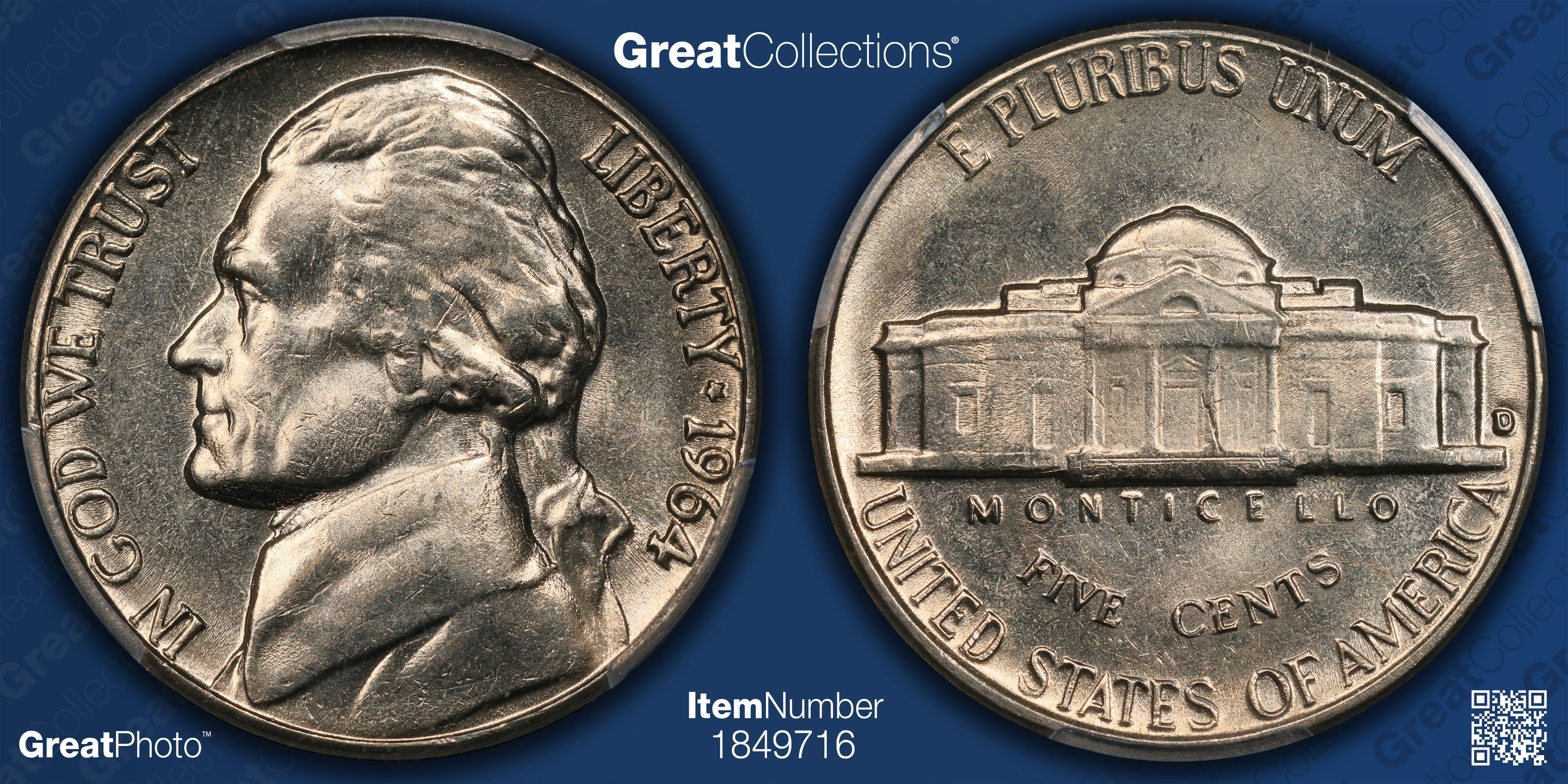 1964-D/D Jefferson Nickel Repunched Mintmark FS-501 PCGS MS-66