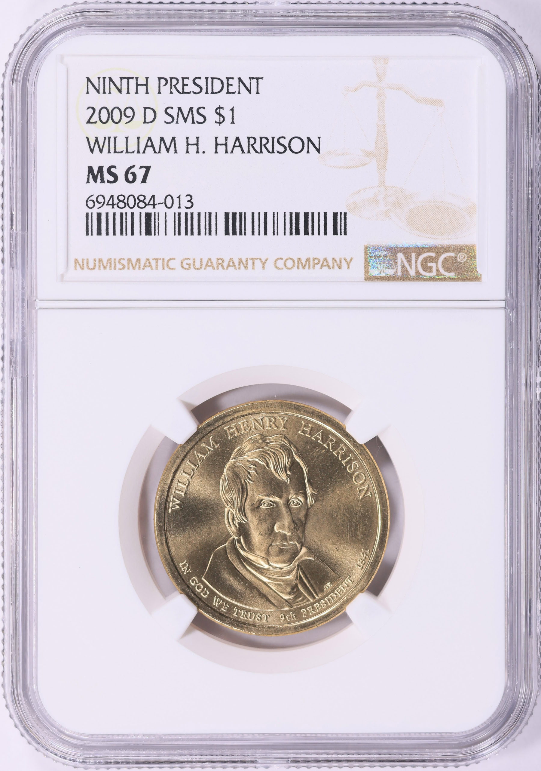 2009D Presidential Dollar William Henry Harrison NGC MS67 NGC Cert