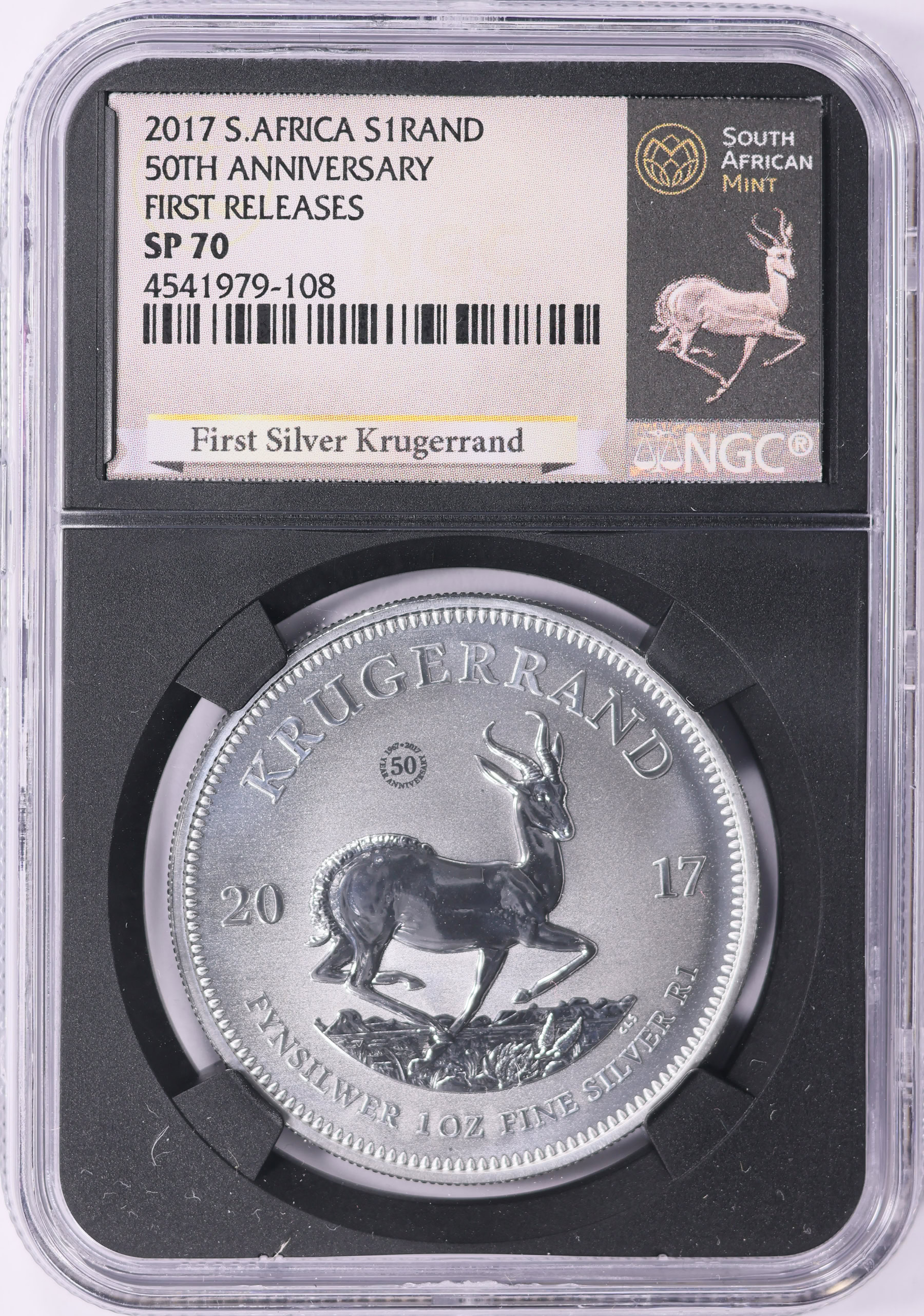 South Africa 2017 Silver Krugerrand 50th Anniversary KM-637 First