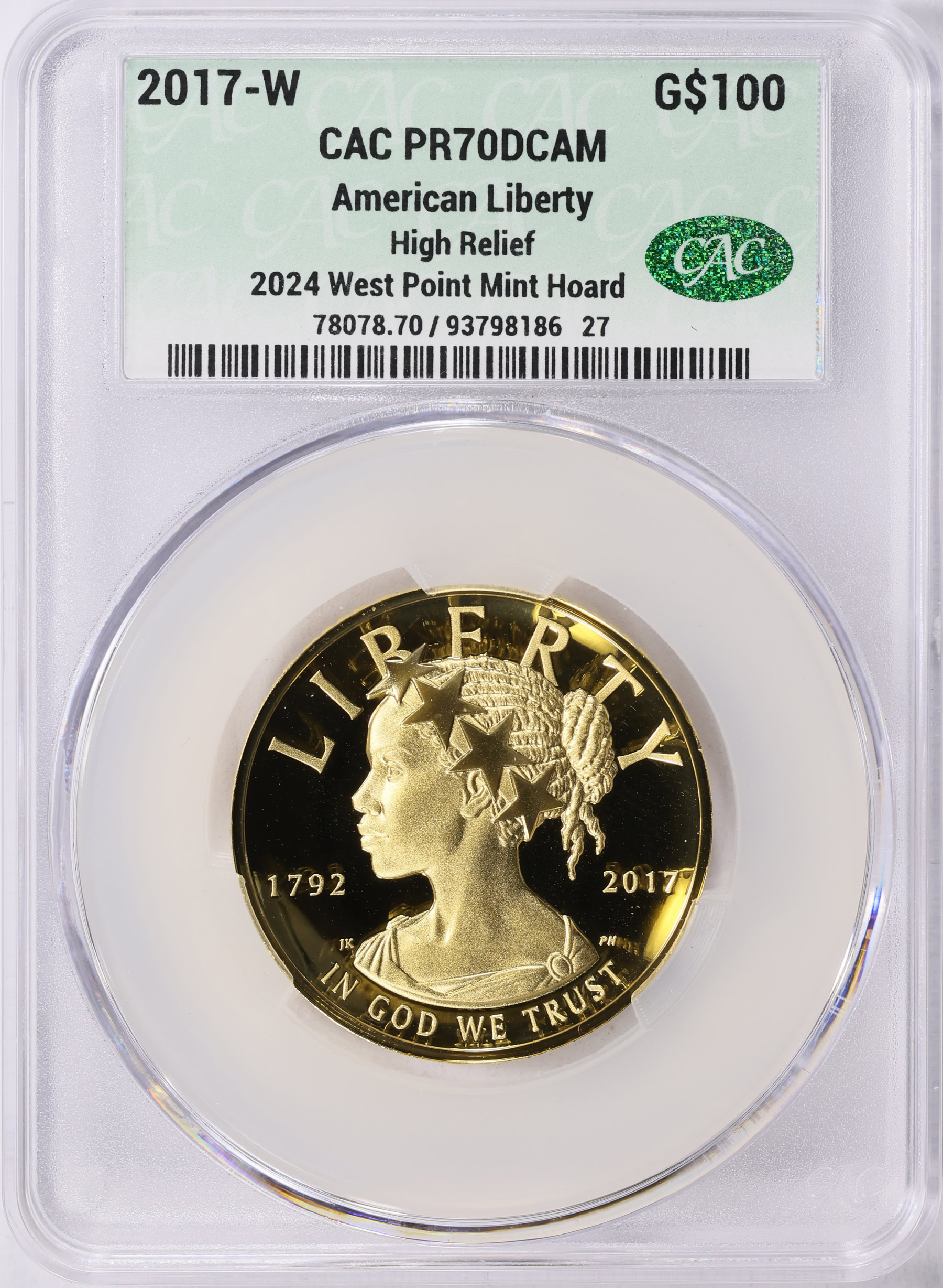 2017-W Gold $100 American Liberty High Relief 225th Anniversary