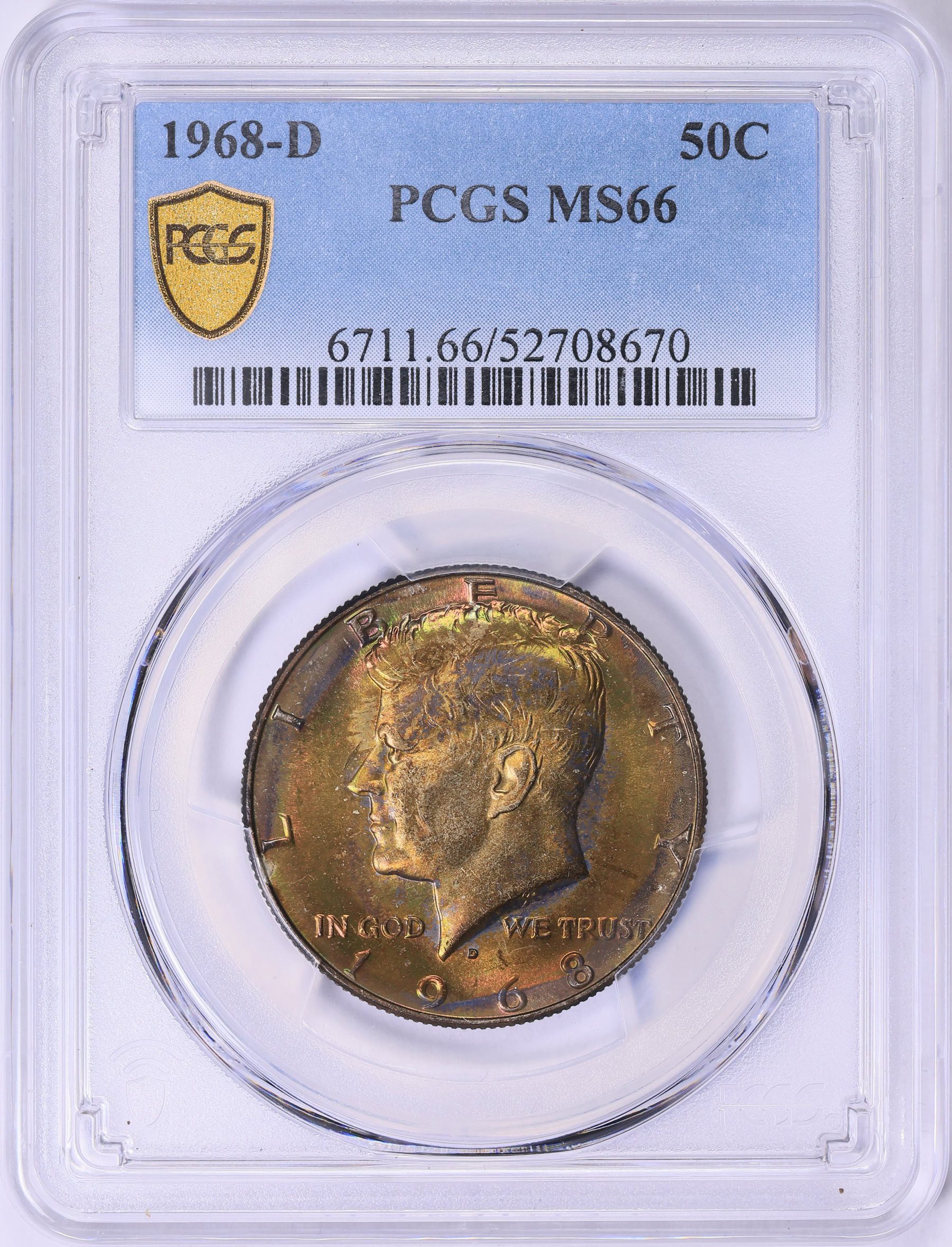 1968-D Kennedy Half Dollar PCGS MS-66 (Toned) (Item 1853657