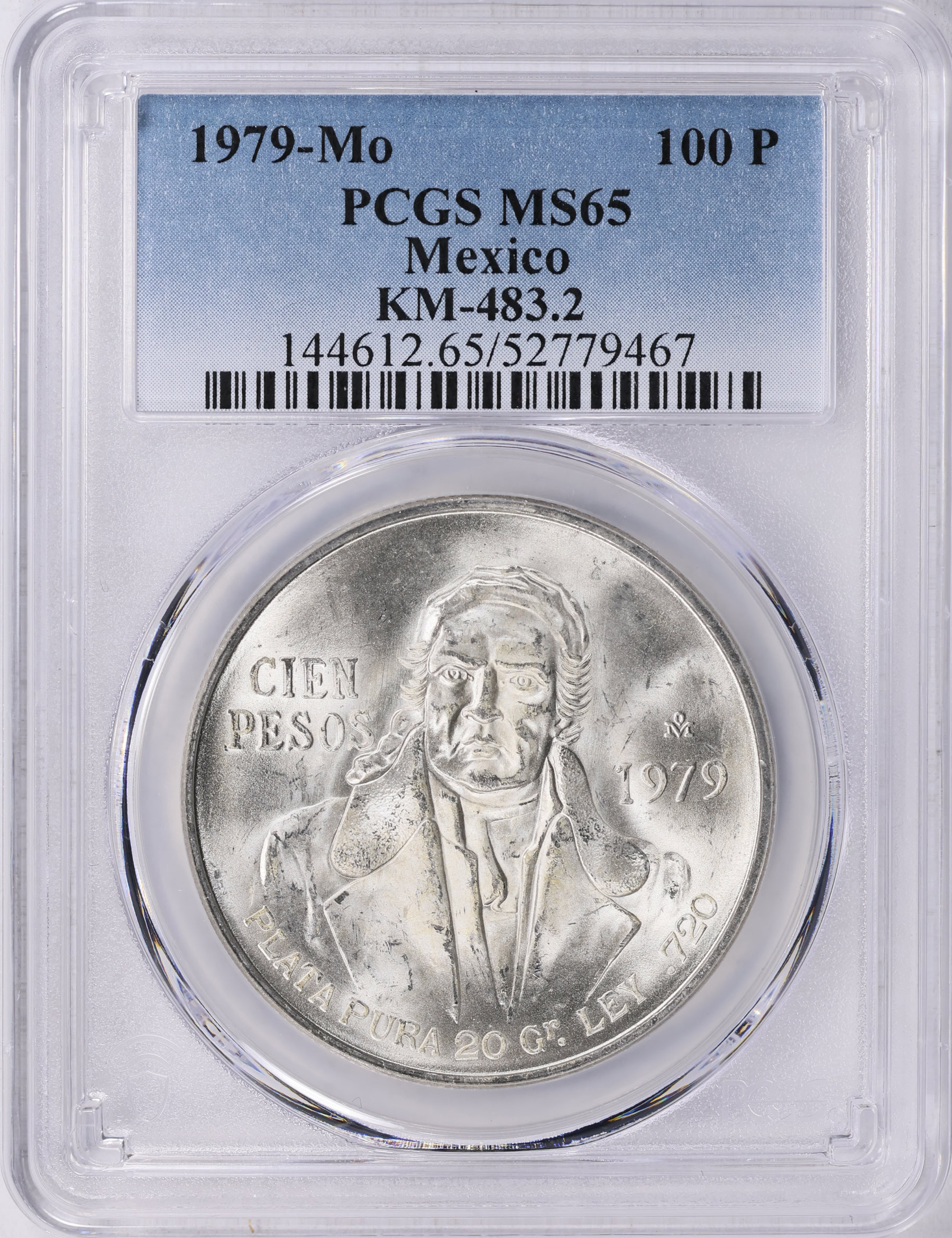 ☆金終 【PCGS UNC D】1966-Mo メキシコ Peso銀貨 未使用- //世界コイン