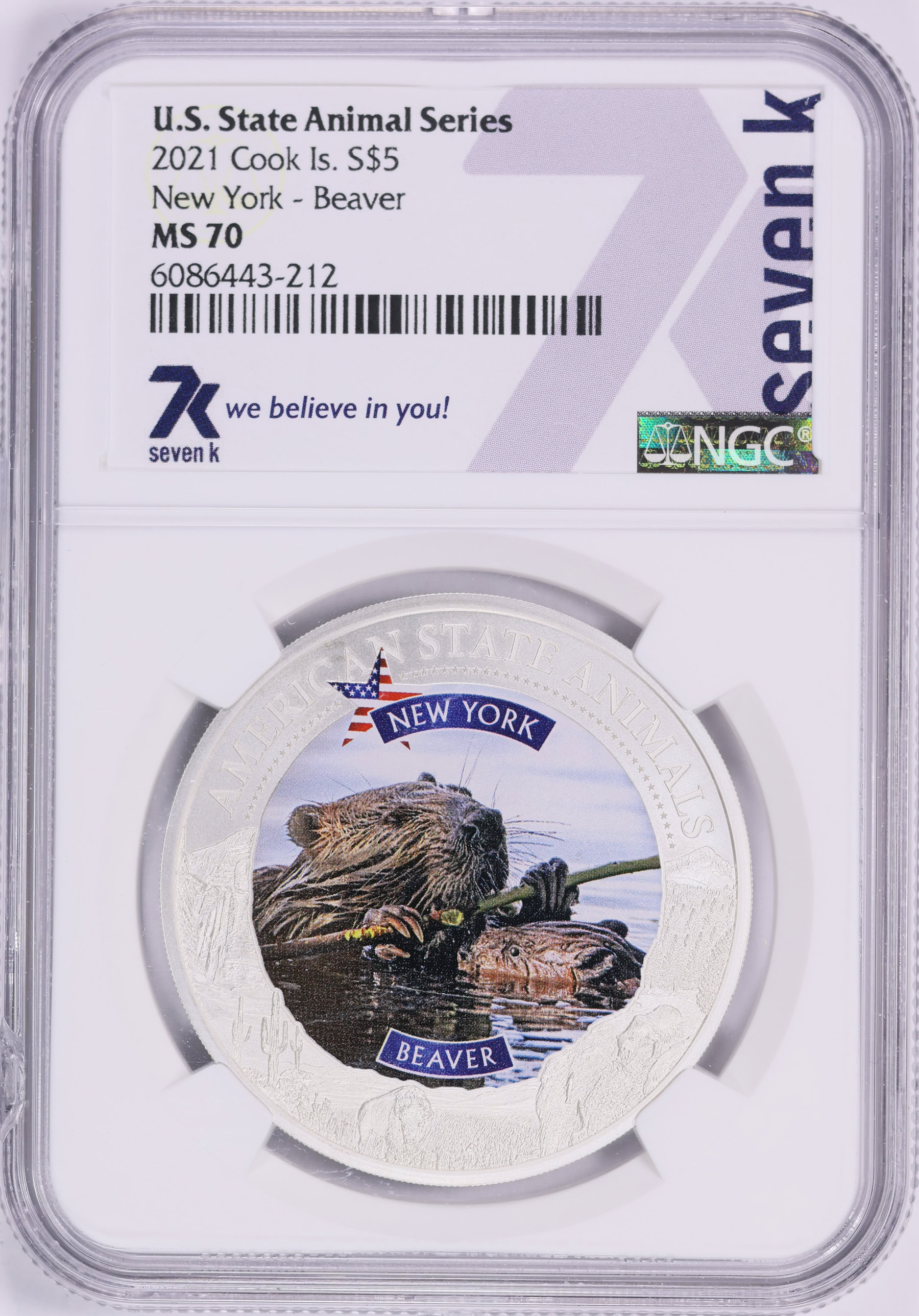 Cook Islands 2021 Silver $5 U.S. State Animal Series New York