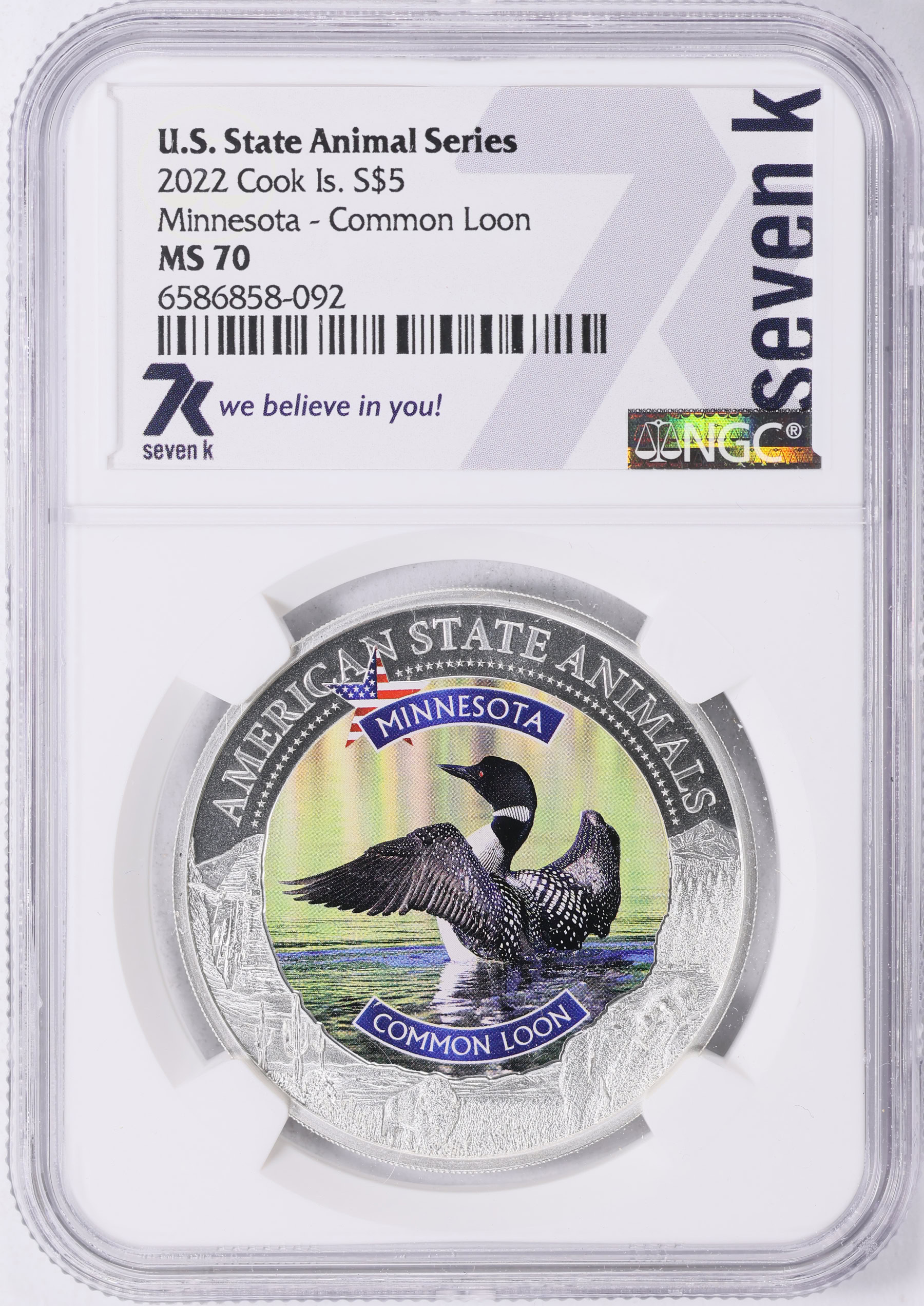 Cook Islands 2022 $5 Minnesota - Common Loon U.S. State Animal