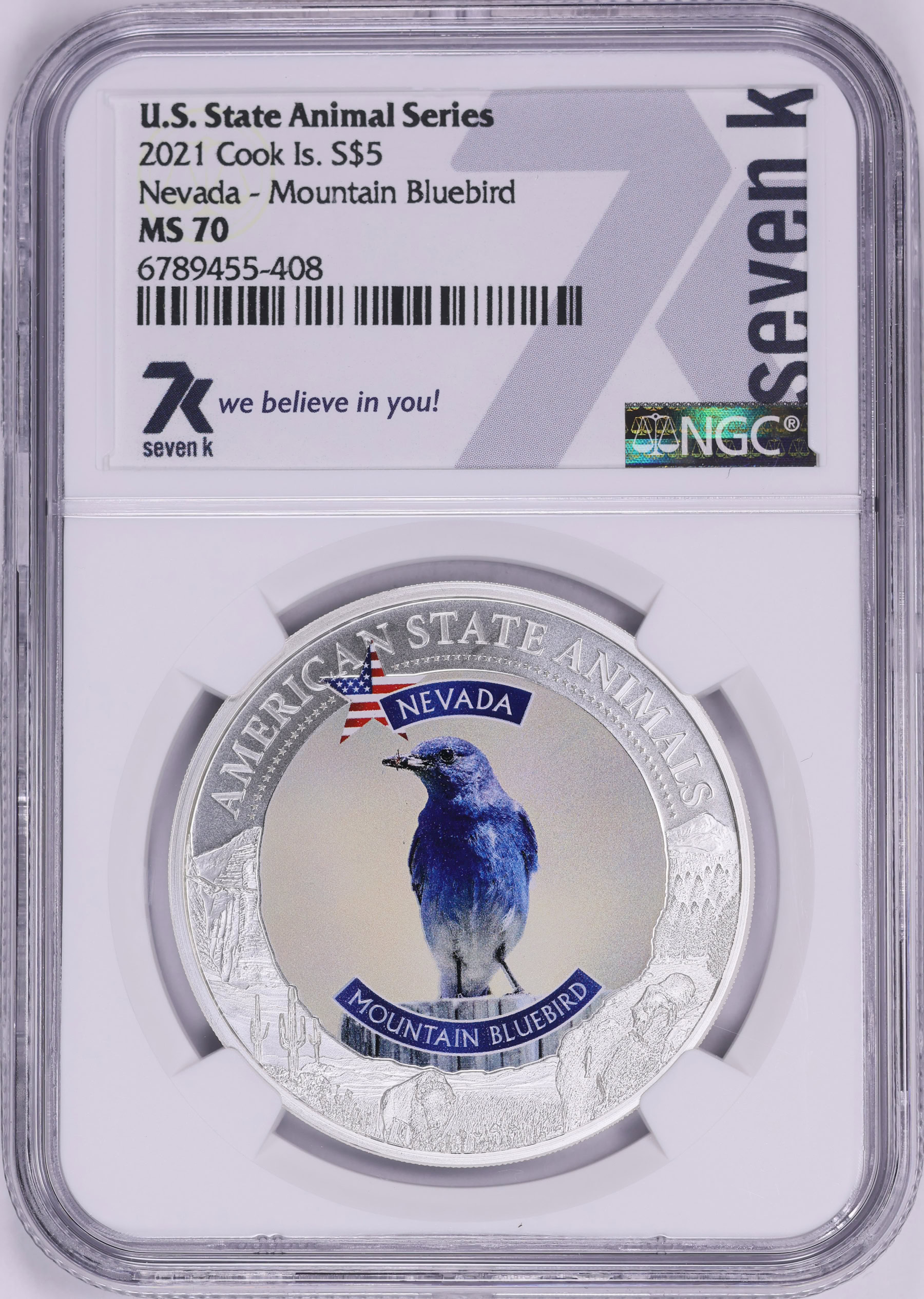 Cook Islands 2021 Silver $5 U.S. State Animal Series Nevada