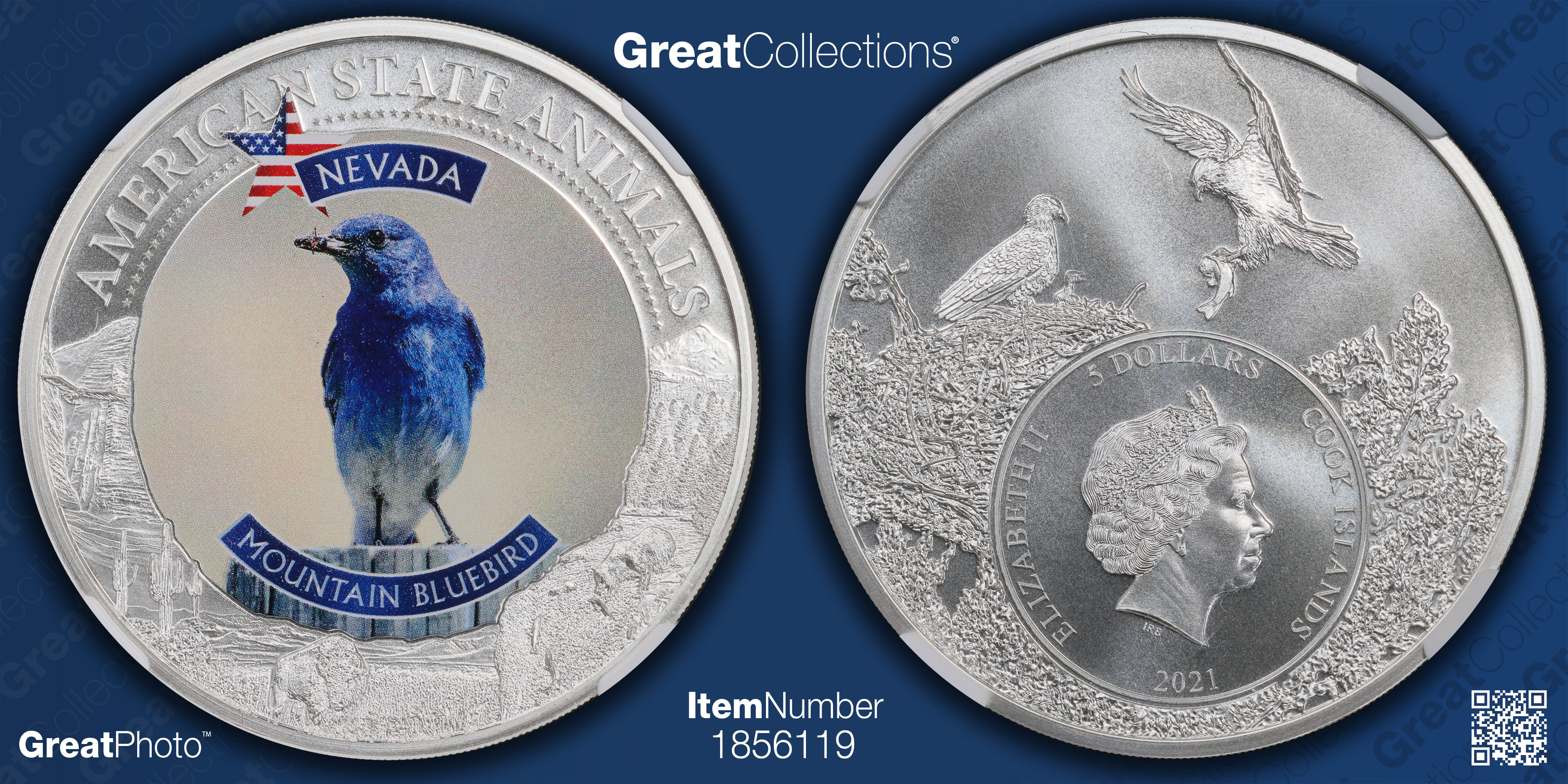 Cook Islands 2021 Silver $5 U.S. State Animal Series Nevada
