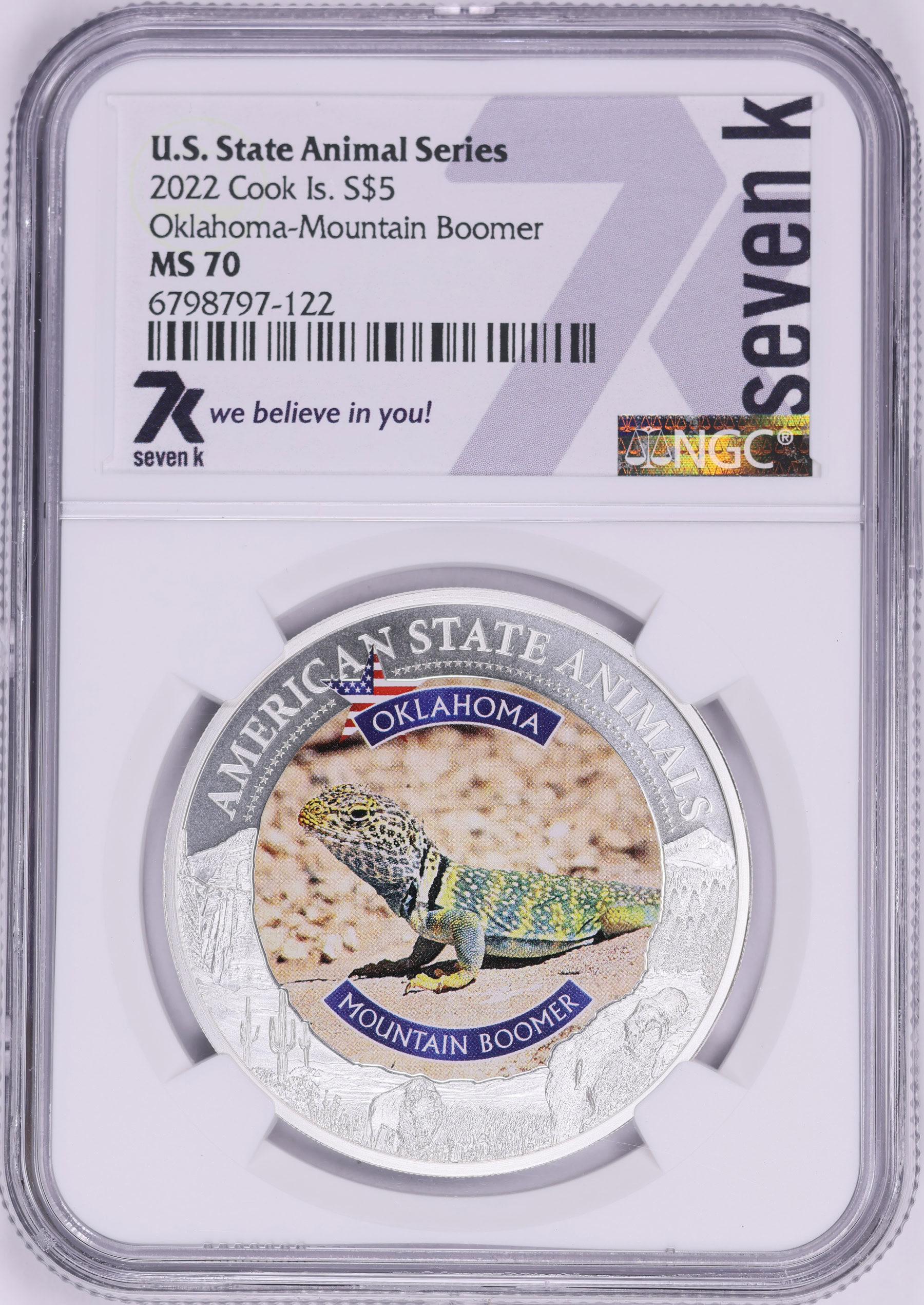 サオキ22様 Cook Islands 2022 Silver $5 U.S. State Animal Series Oklahoma