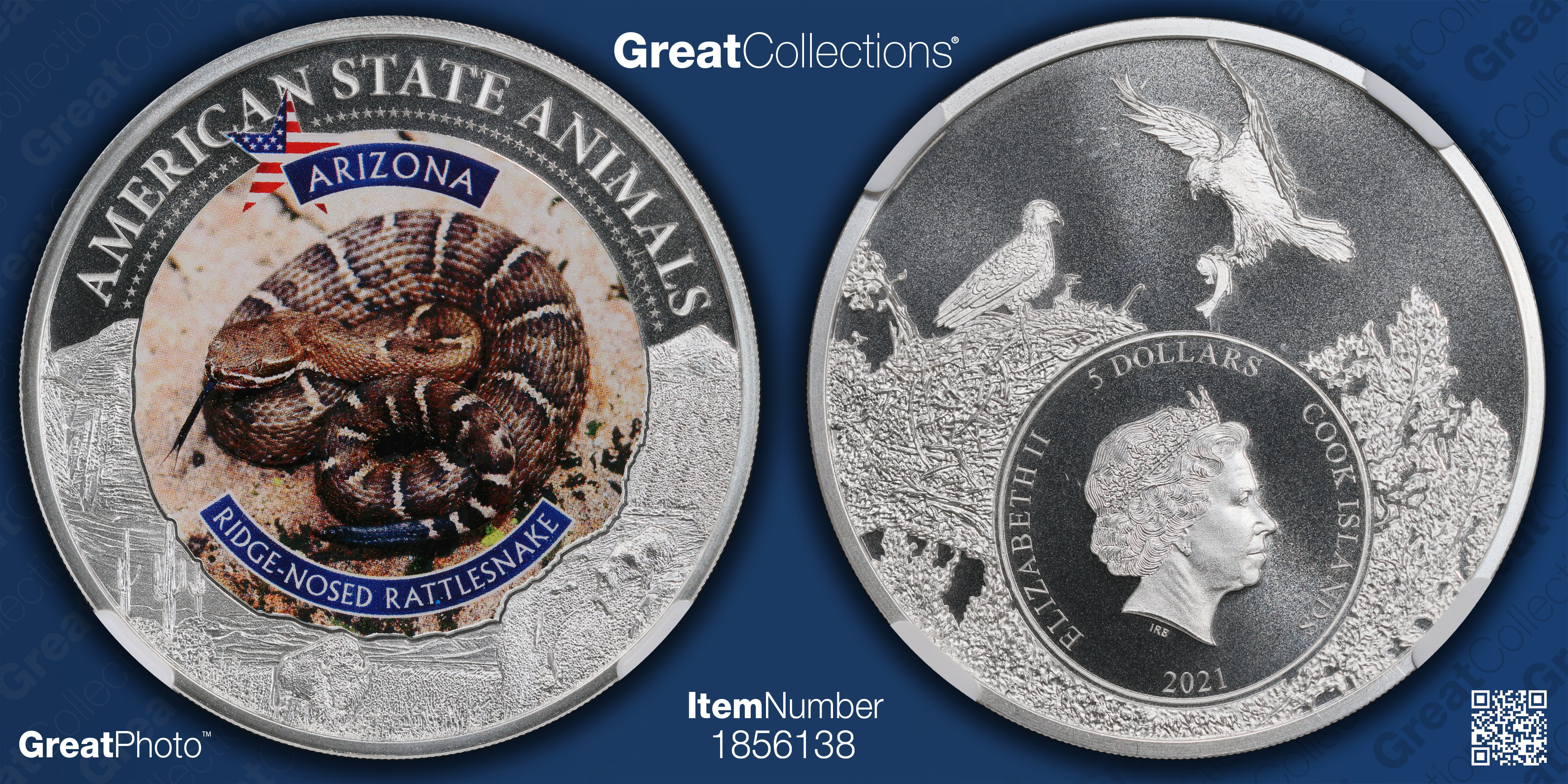 Cook Islands 2021 Silver $5 U.S. State Animal Series Arizona Ridge ...