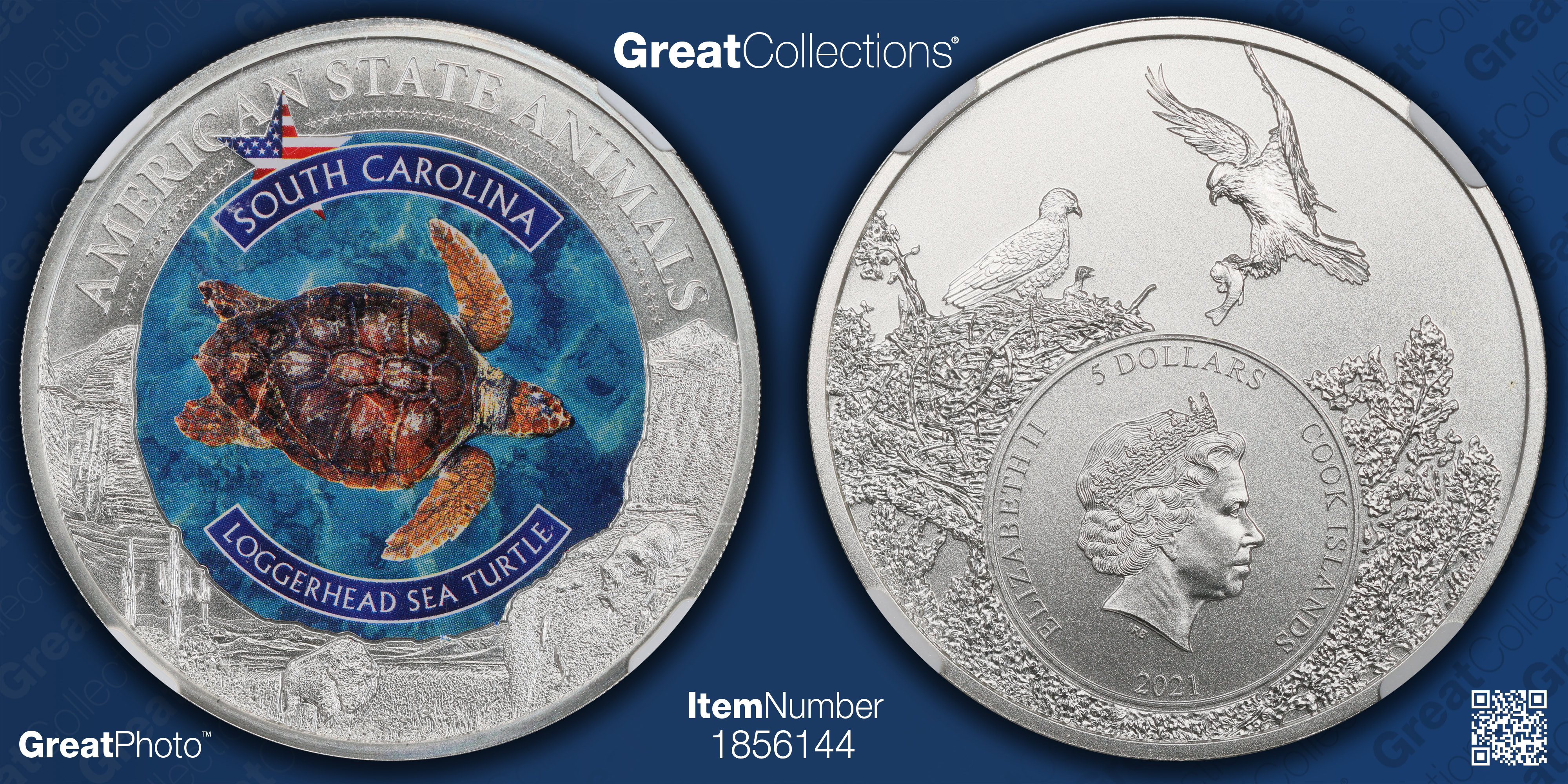 Cook Islands 2021 Silver $5 U.S. State Animal Series South