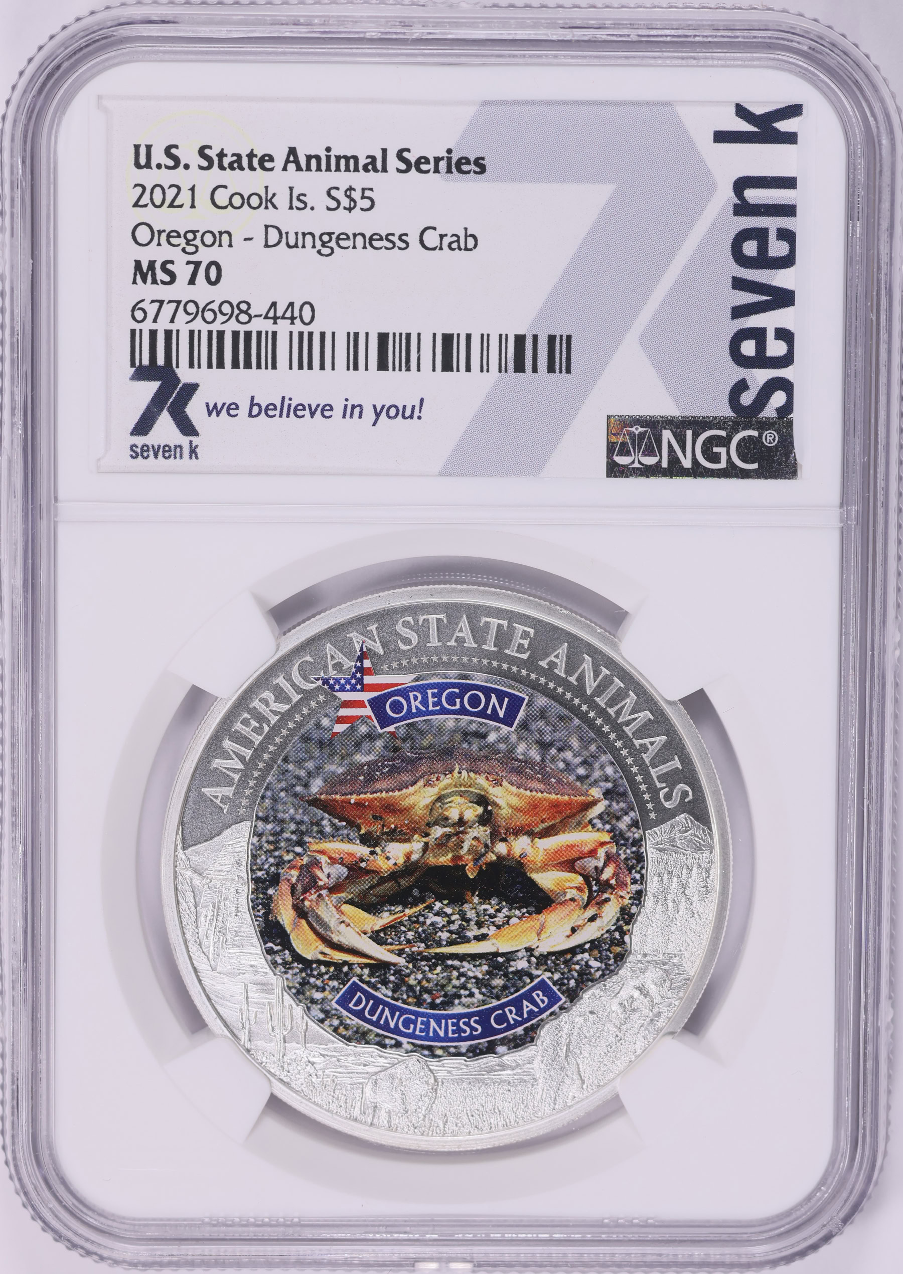 Cook Islands 2021 Silver $5 U.S. State Animal Series Oregon