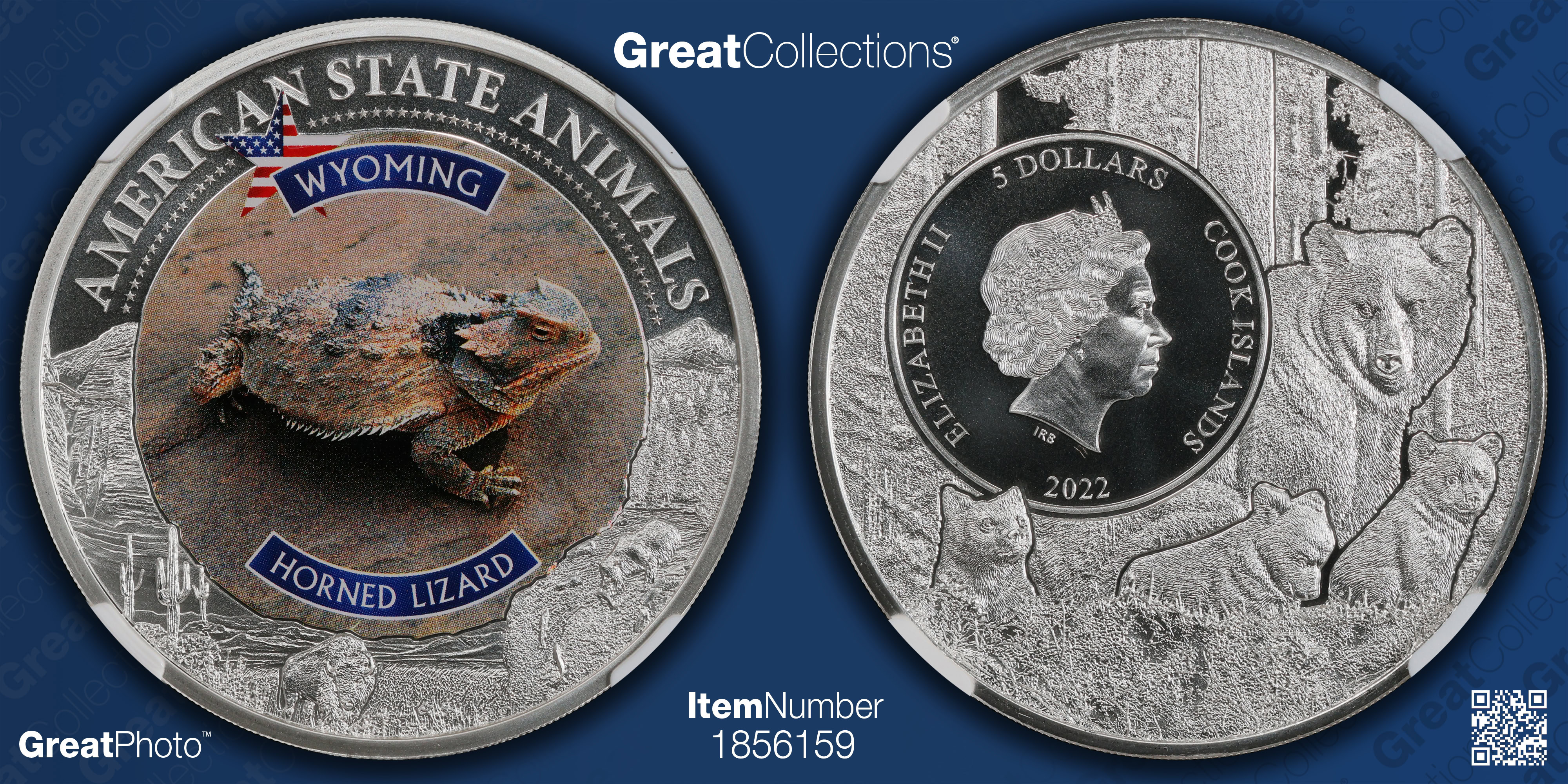 Cook Islands 2022 Colorized Silver $5 U.S. State Animal Series