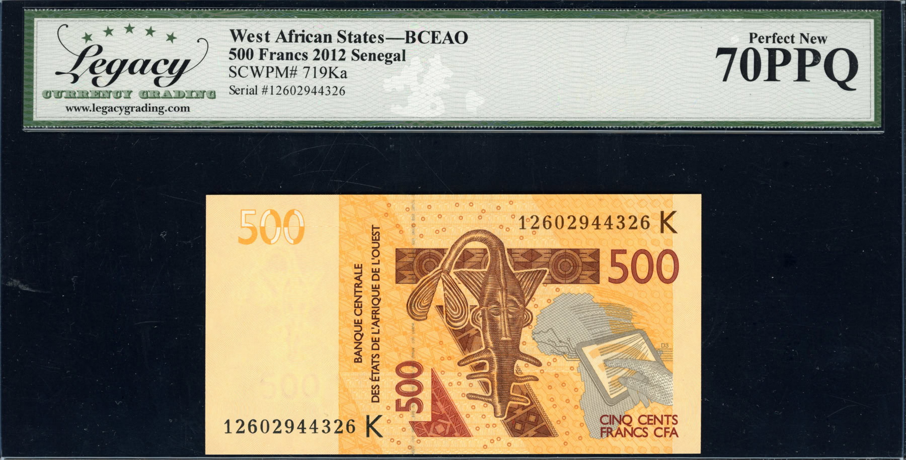 West African States - Senegal 2012 500 Francs Banque Centrale des Etats ...