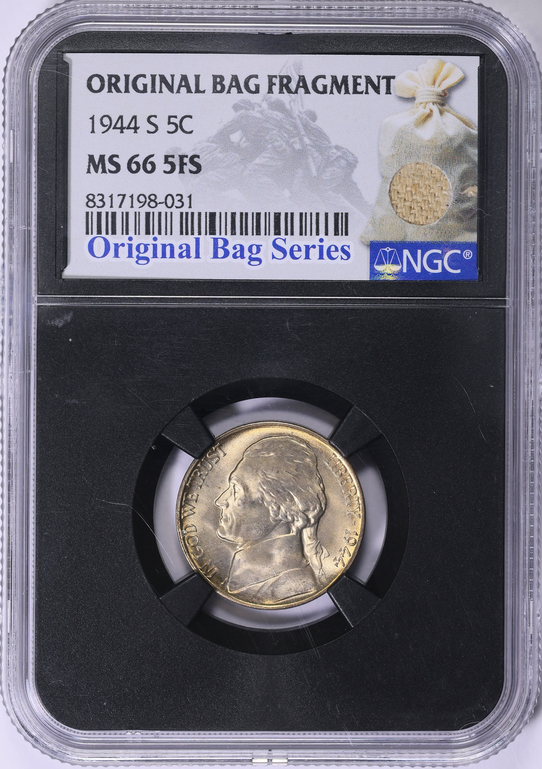 1944-S Jefferson Nickel NGC MS-66 5FS (Black Retro Holder